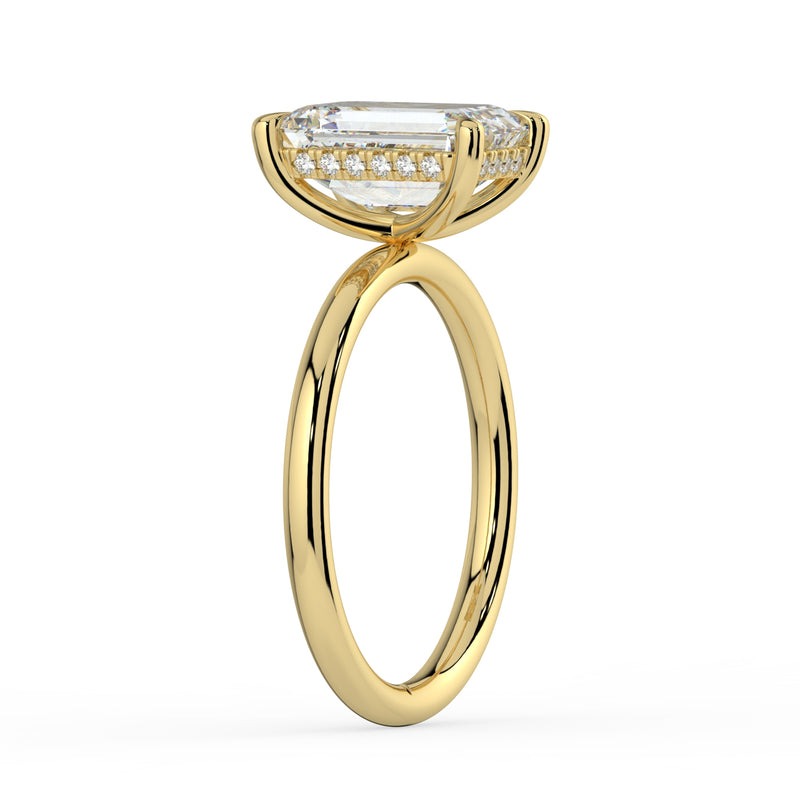 The Celeste Ring - Emerald Solitaire with Hidden Halo