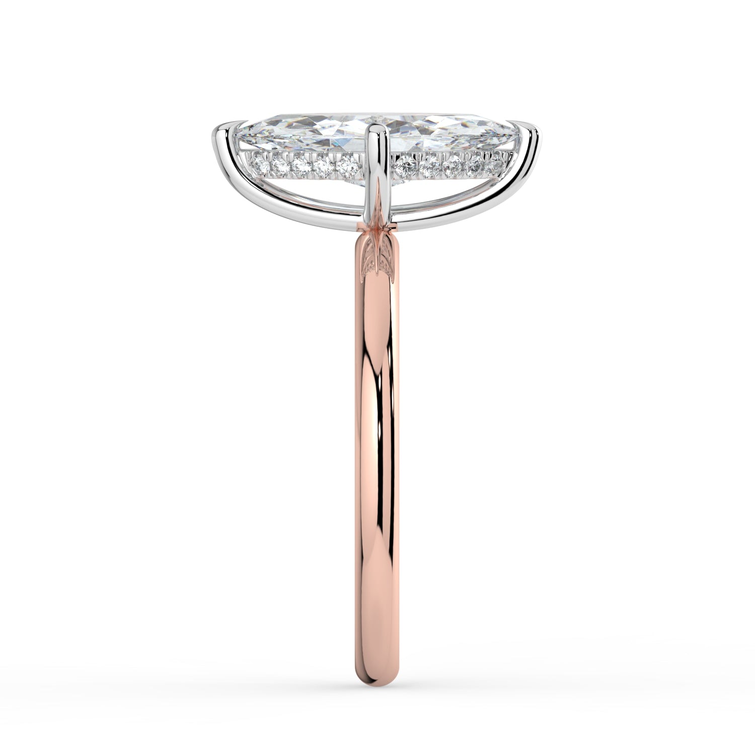 The Celeste Ring - Marquise Solitaire with Hidden Halo