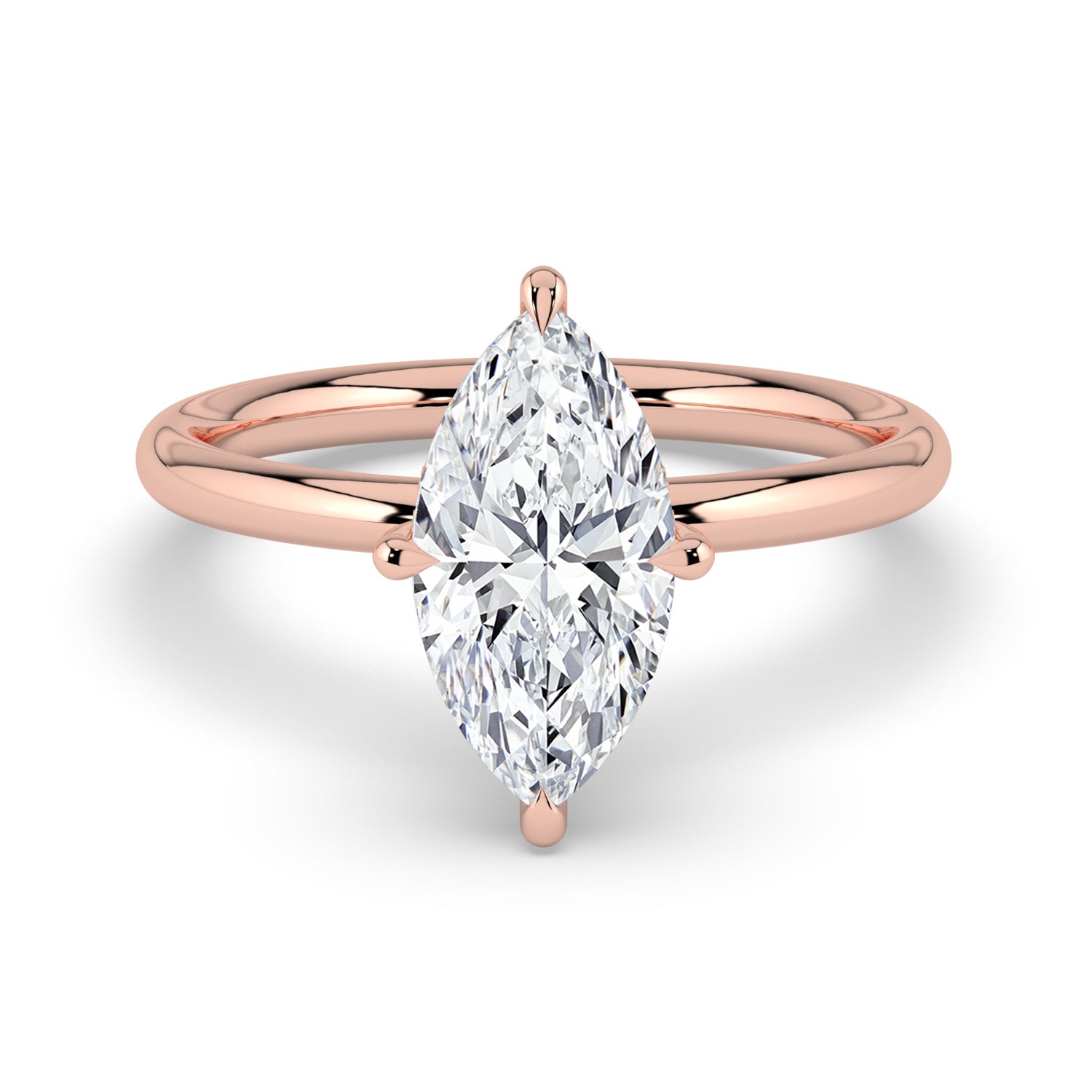 The Celeste Ring - Marquise Solitaire with Hidden Halo