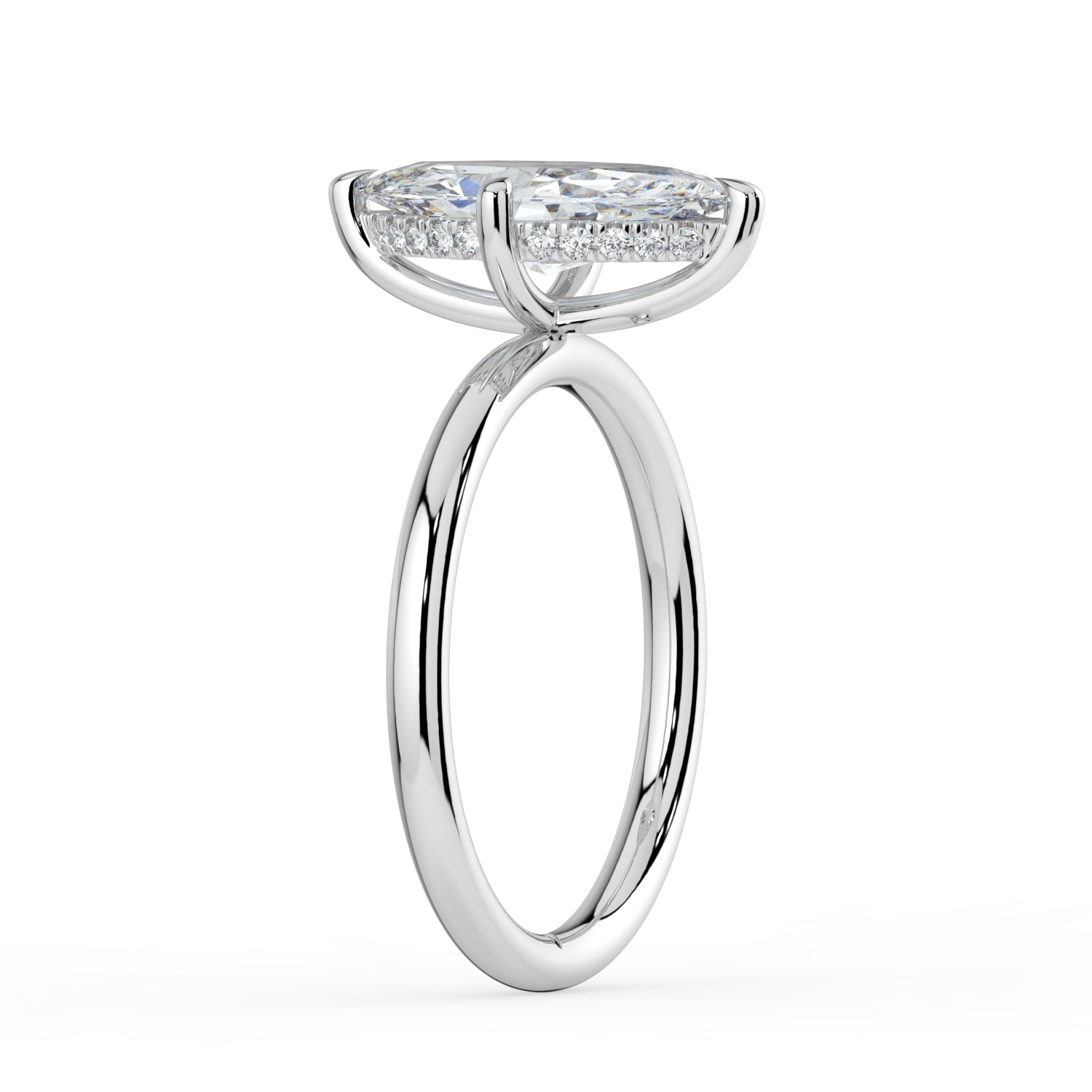 The Celeste Ring - Marquise Solitaire with Hidden Halo