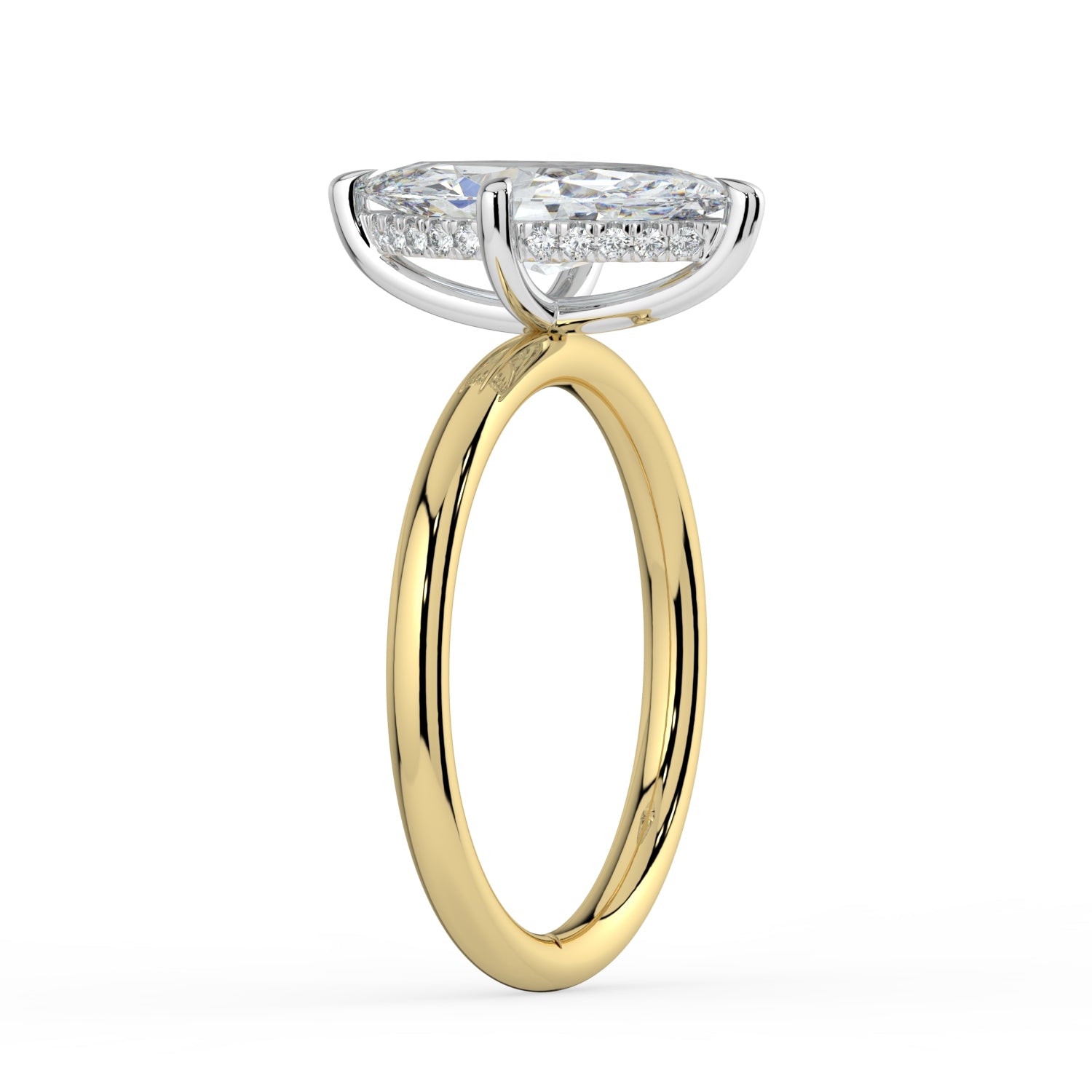 The Celeste Ring - Marquise Solitaire with Hidden Halo