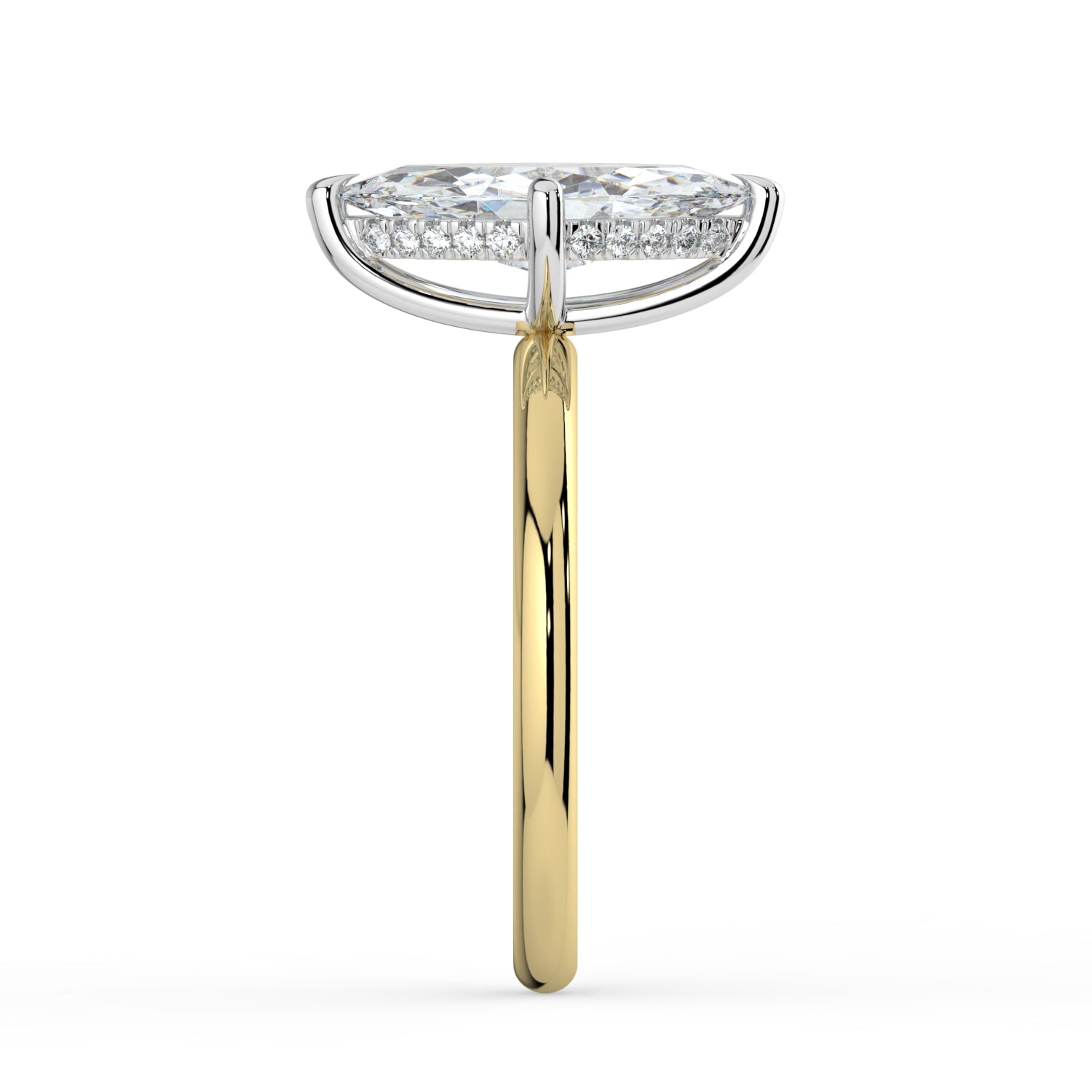 The Celeste Ring - Marquise Solitaire with Hidden Halo