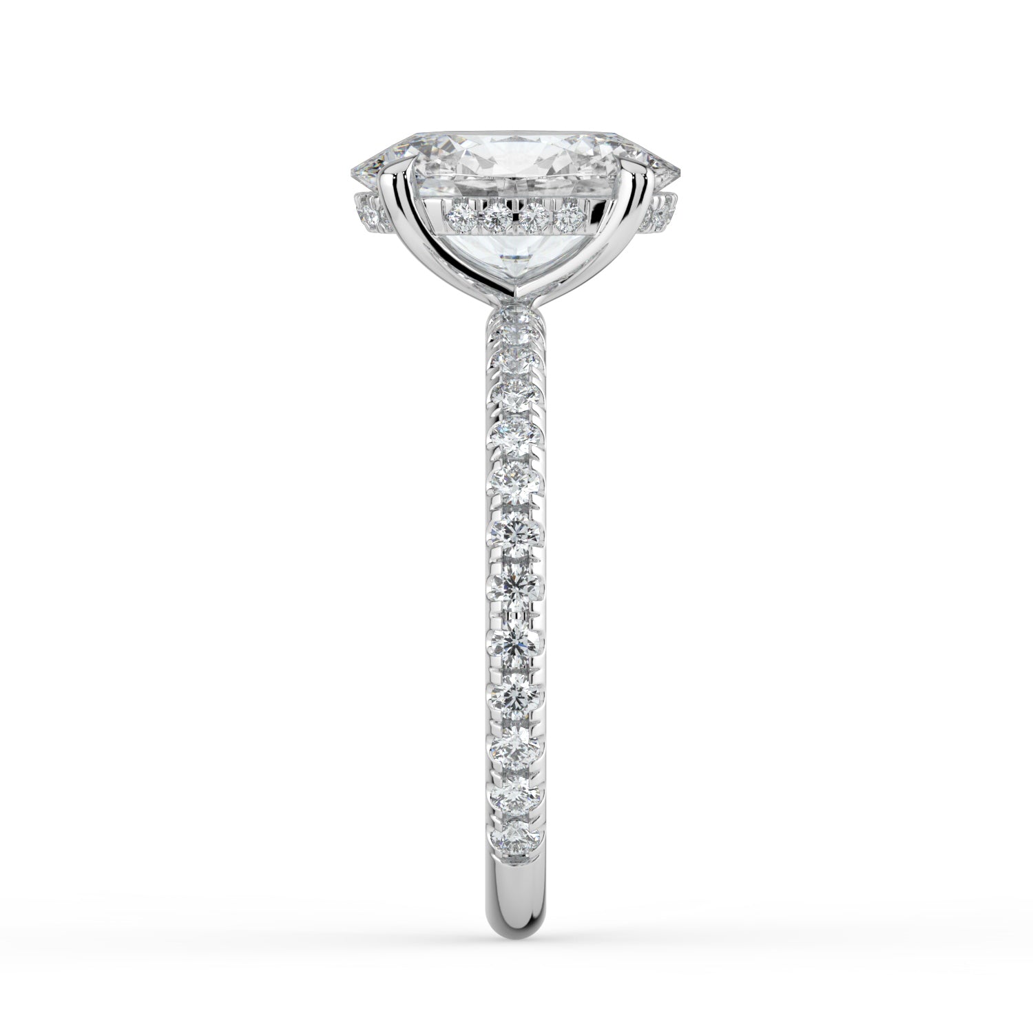 The Phoenix Ring - Oval Solitaire with Hidden Halo & Pavé Band