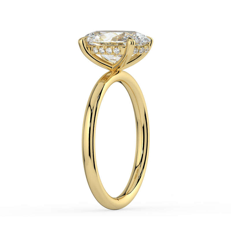 The Celeste Ring - Oval Solitaire with Hidden Halo
