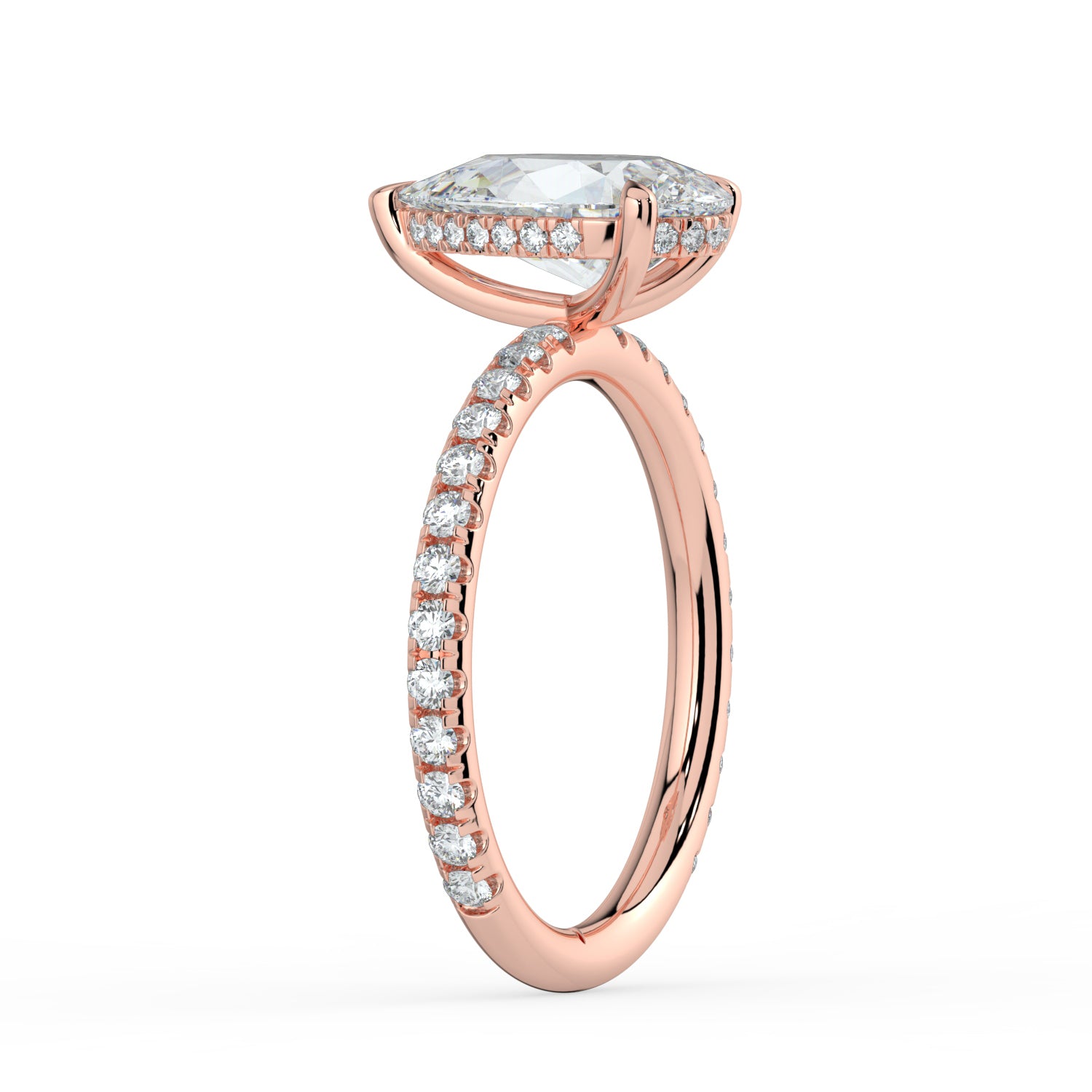 The Phoenix Ring - Pear Solitaire with Hidden Halo & Pavé Band