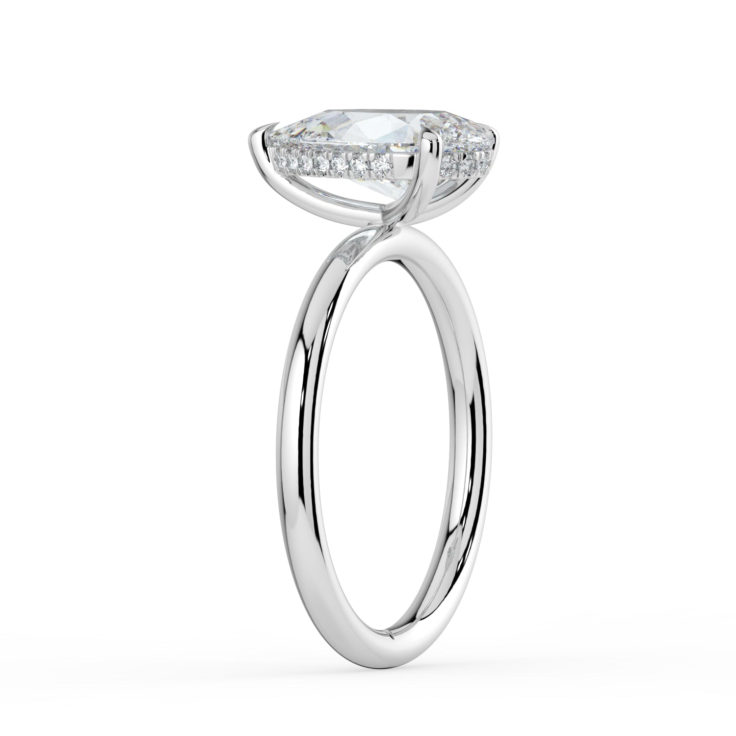 The Celeste Ring - Pear Solitaire with Hidden Halo