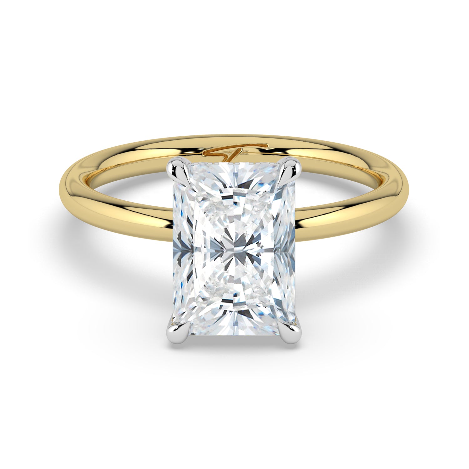 The Celeste Ring - Radiant Solitaire with Hidden Halo