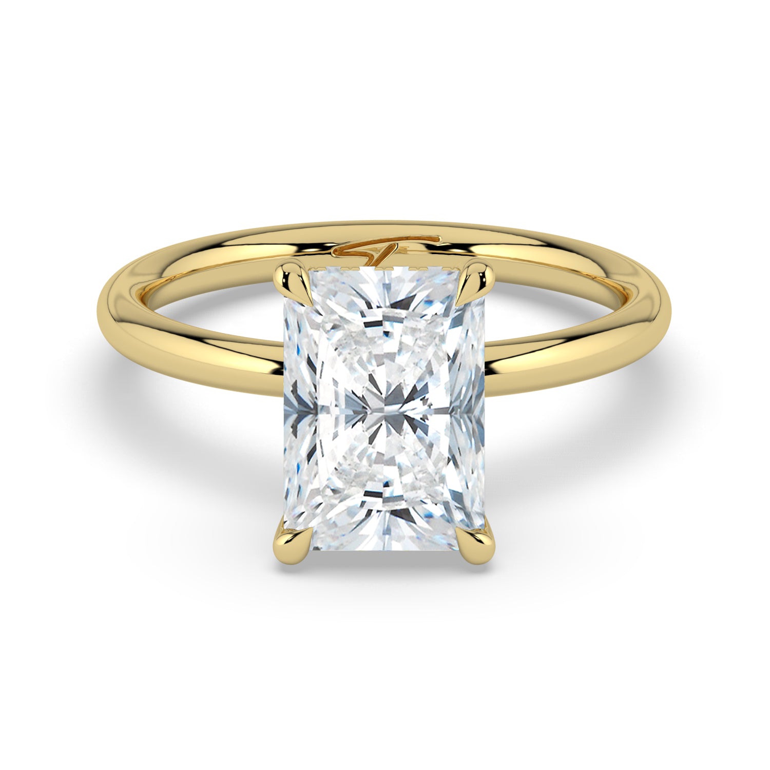 The Celeste Ring - Radiant Solitaire with Hidden Halo