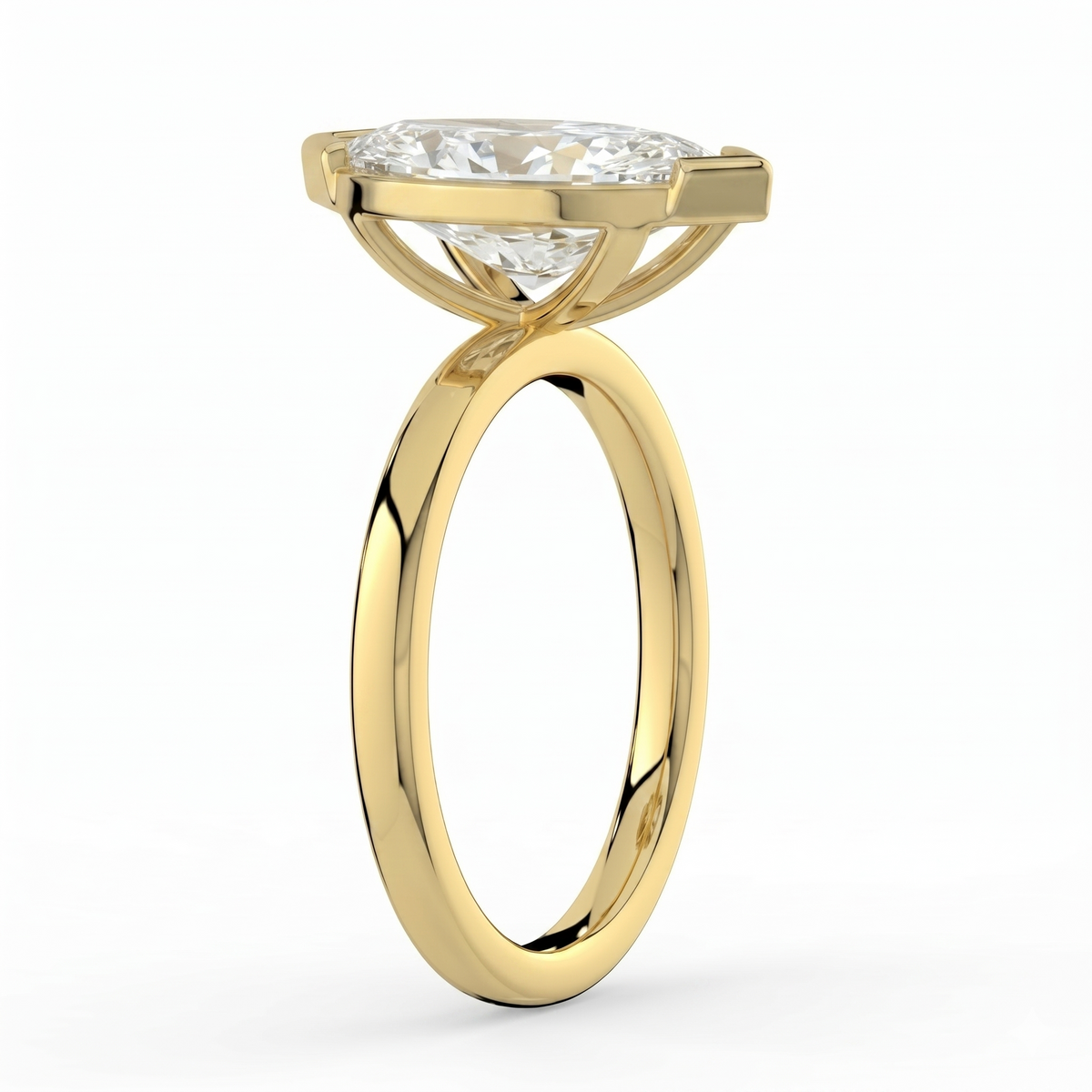 The Celine Ring — Marquise Half Bezel Solitaire Lab-Grown Diamond Engagement Ring in Yellow Gold | The Jewel Concierge
