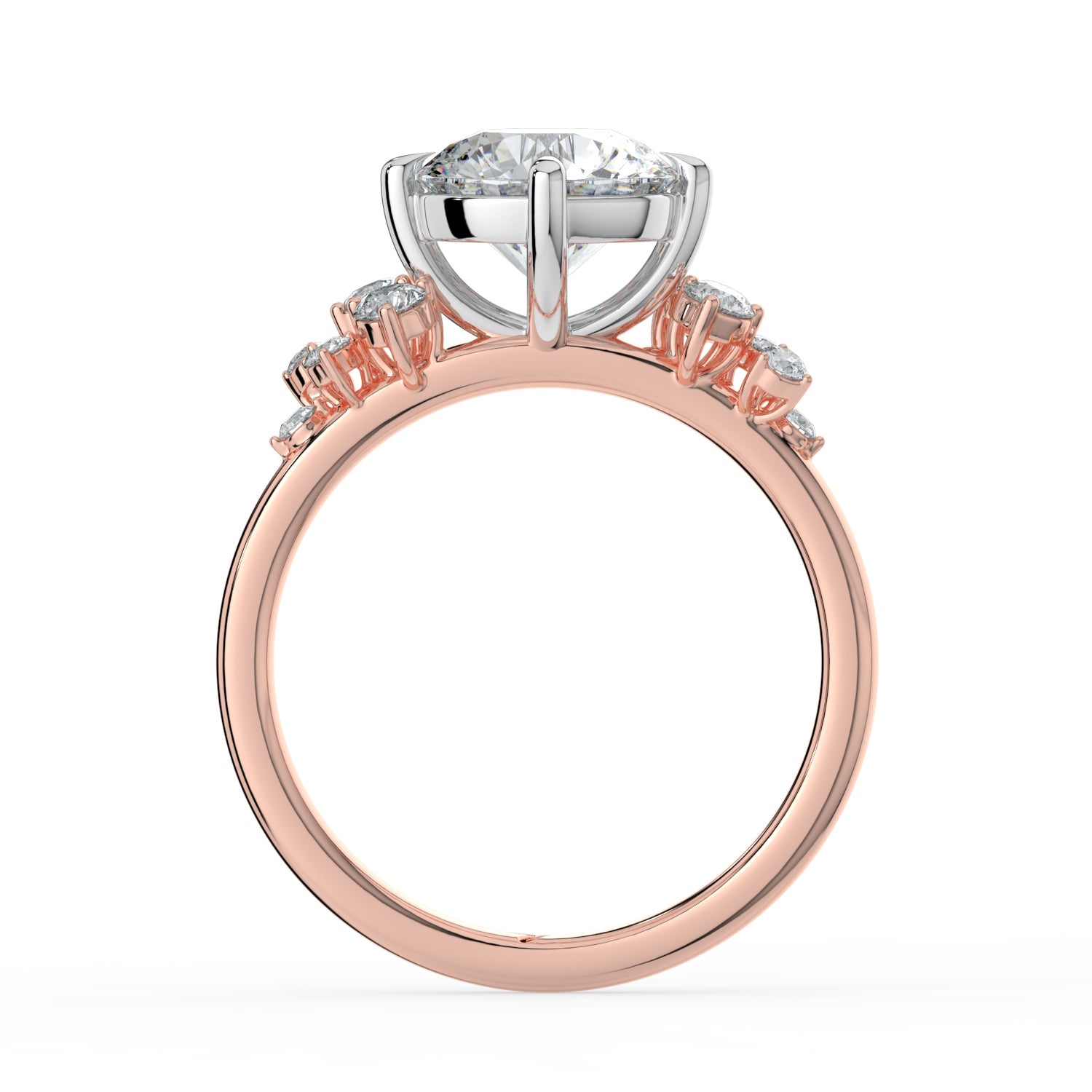 The Aurora Ring - Round with Round Brilliant Accents