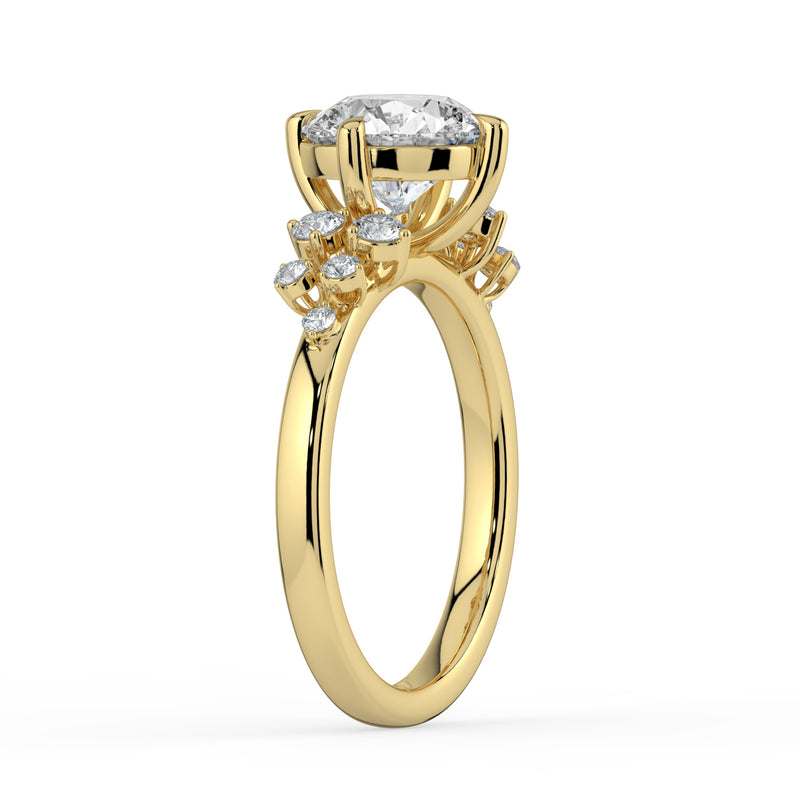 The Aurora Ring  - Round with Round Brilliant Accents