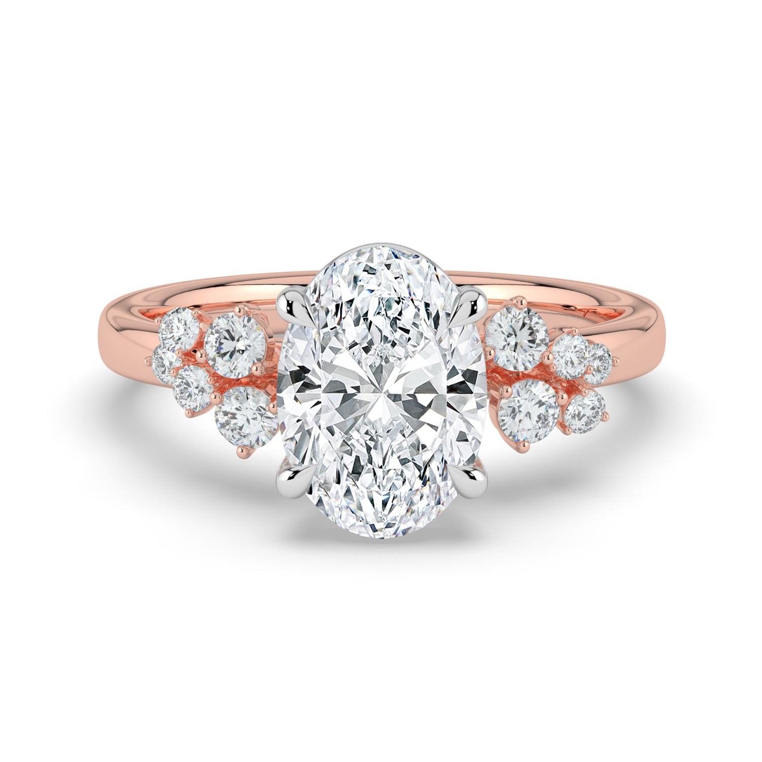 The Aurora Ring - Oval with Round Brilliant Accents