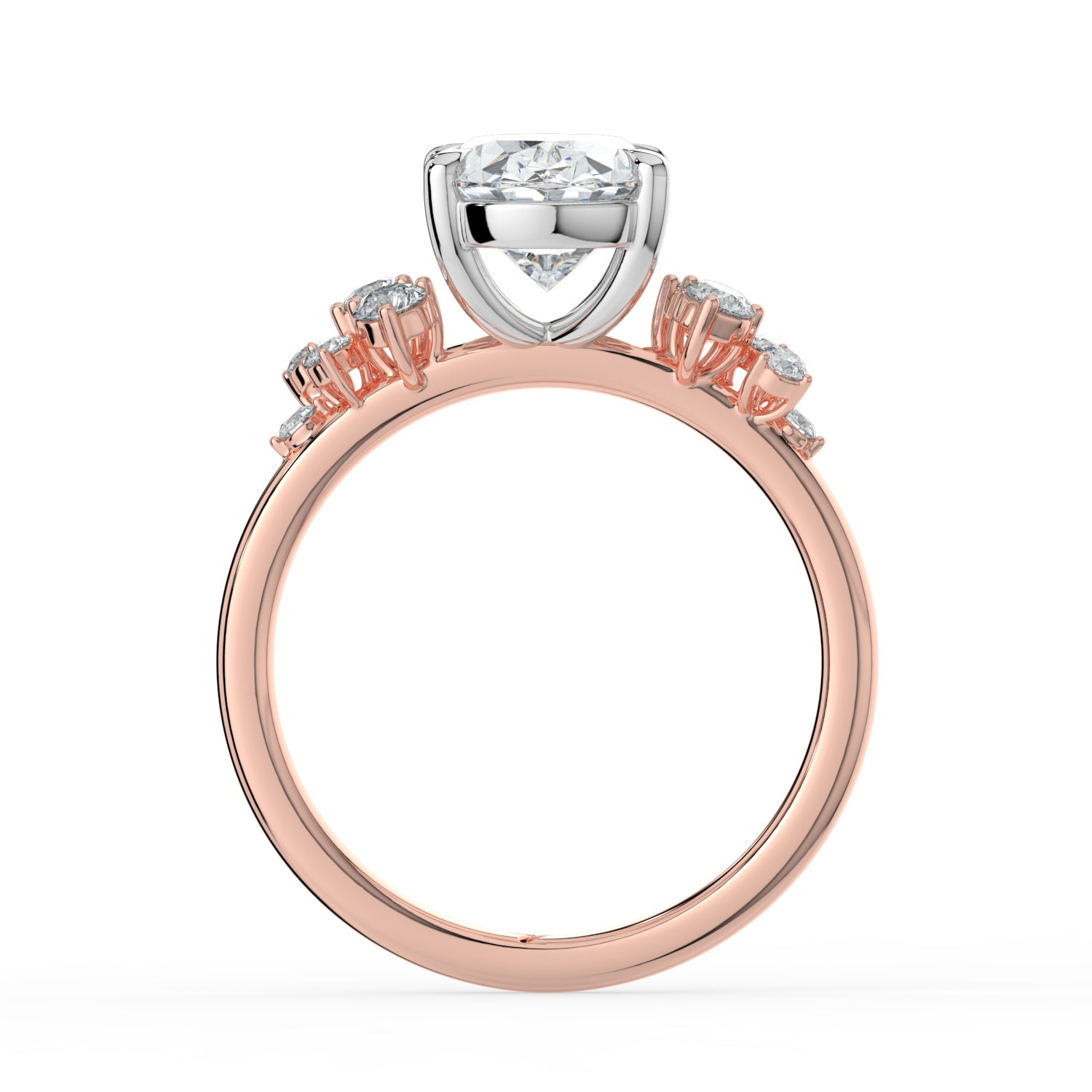 The Aurora Ring - Oval with Round Brilliant Accents