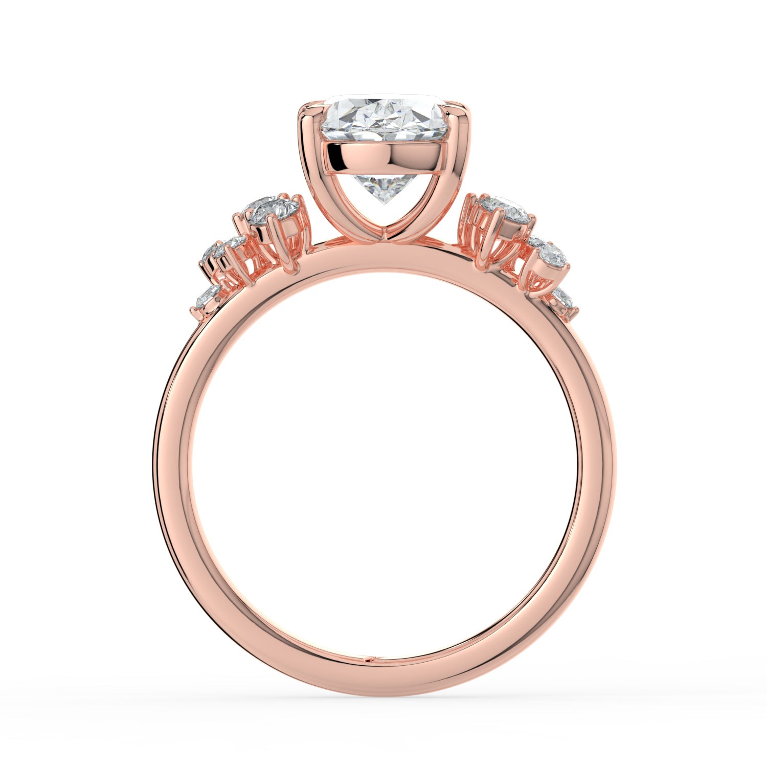 The Aurora Ring - Oval with Round Brilliant Accents
