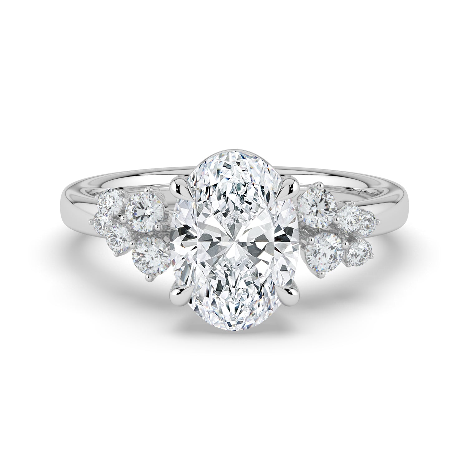 The Aurora Ring - Oval with Round Brilliant Accents