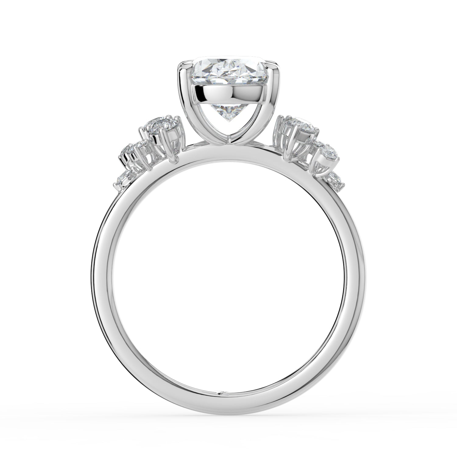 The Aurora Ring - Oval with Round Brilliant Accents