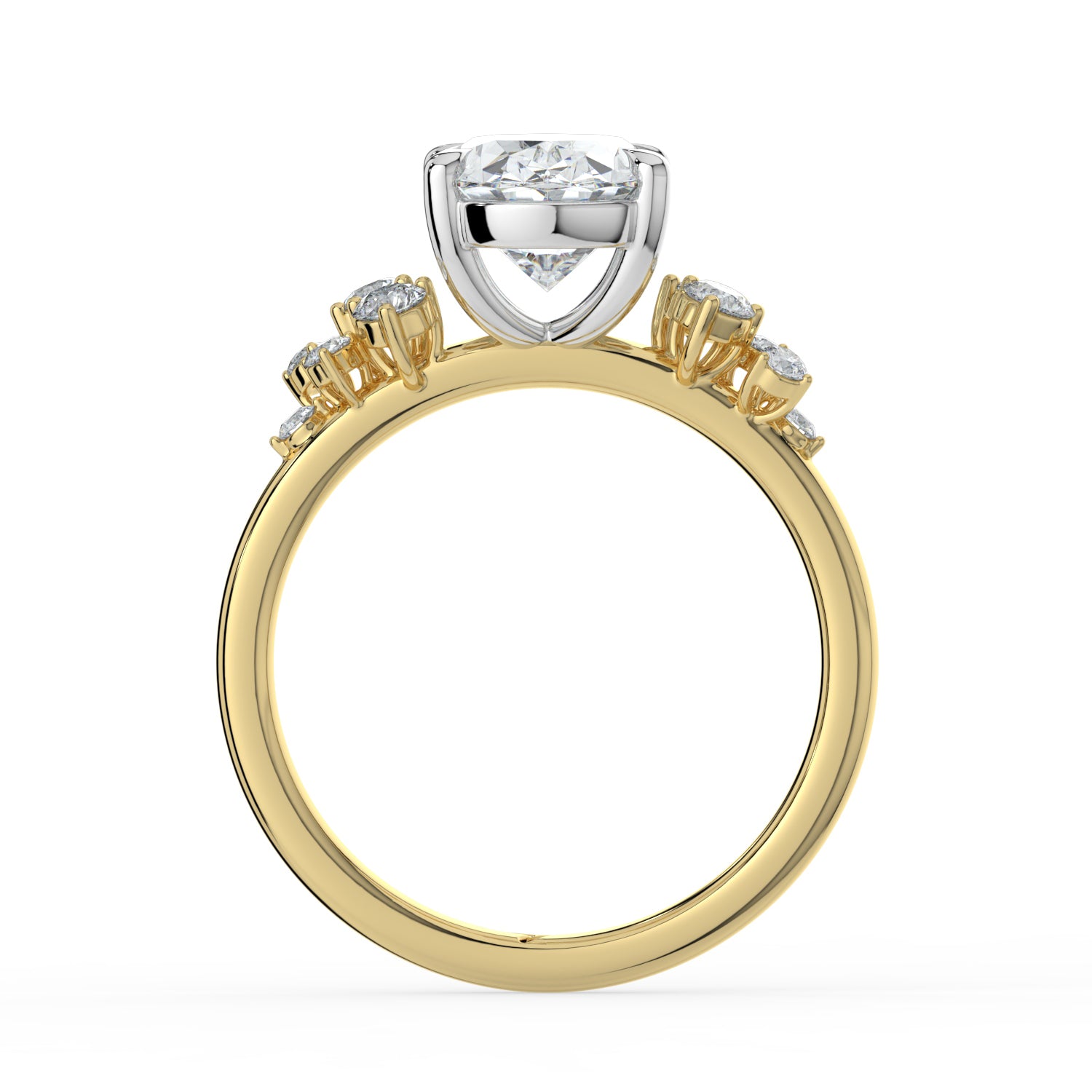The Aurora Ring - Oval with Round Brilliant Accents