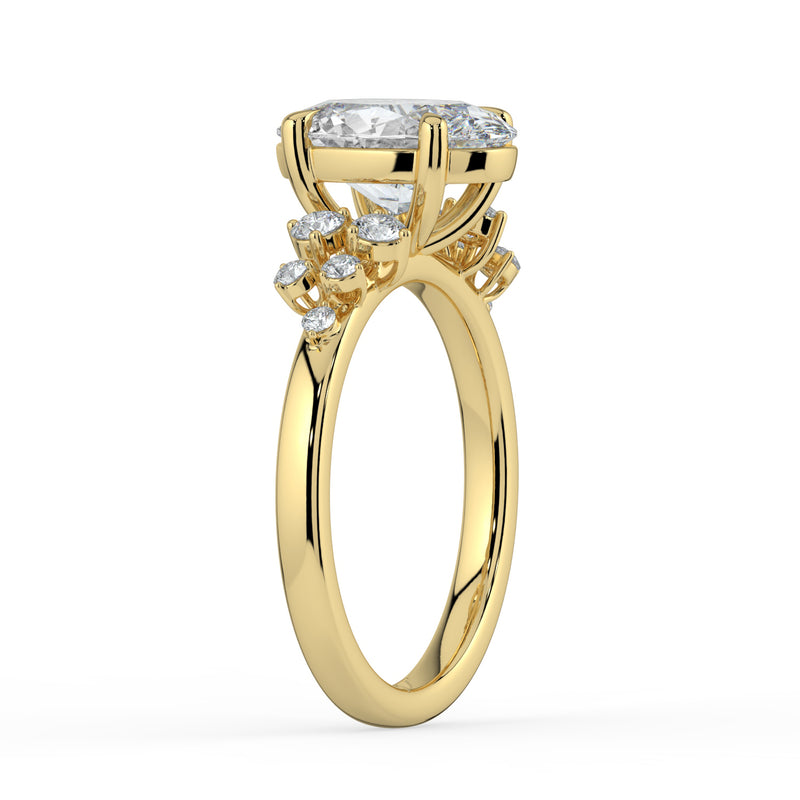 The Aurora Ring - Oval with Round Brilliant Accents