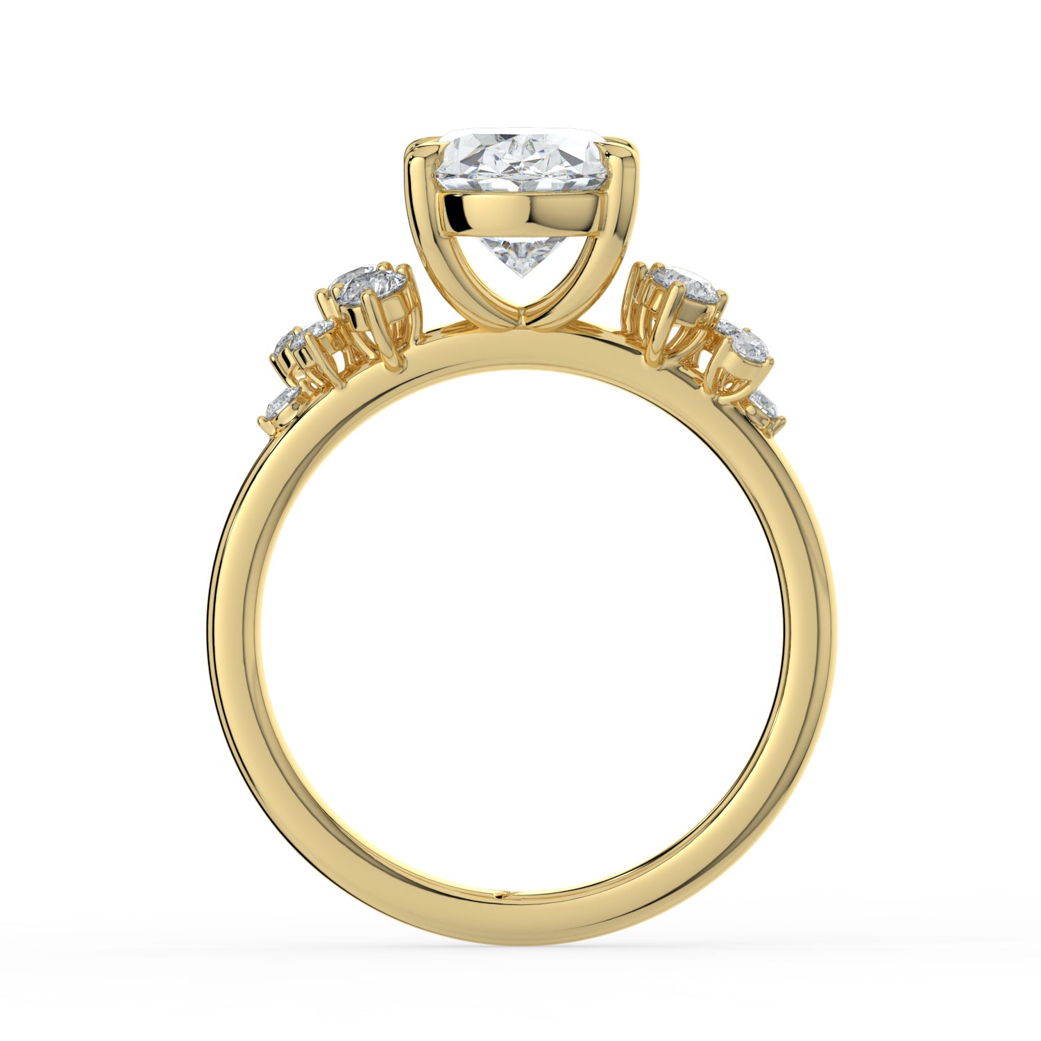 The Aurora Ring - Oval with Round Brilliant Accents