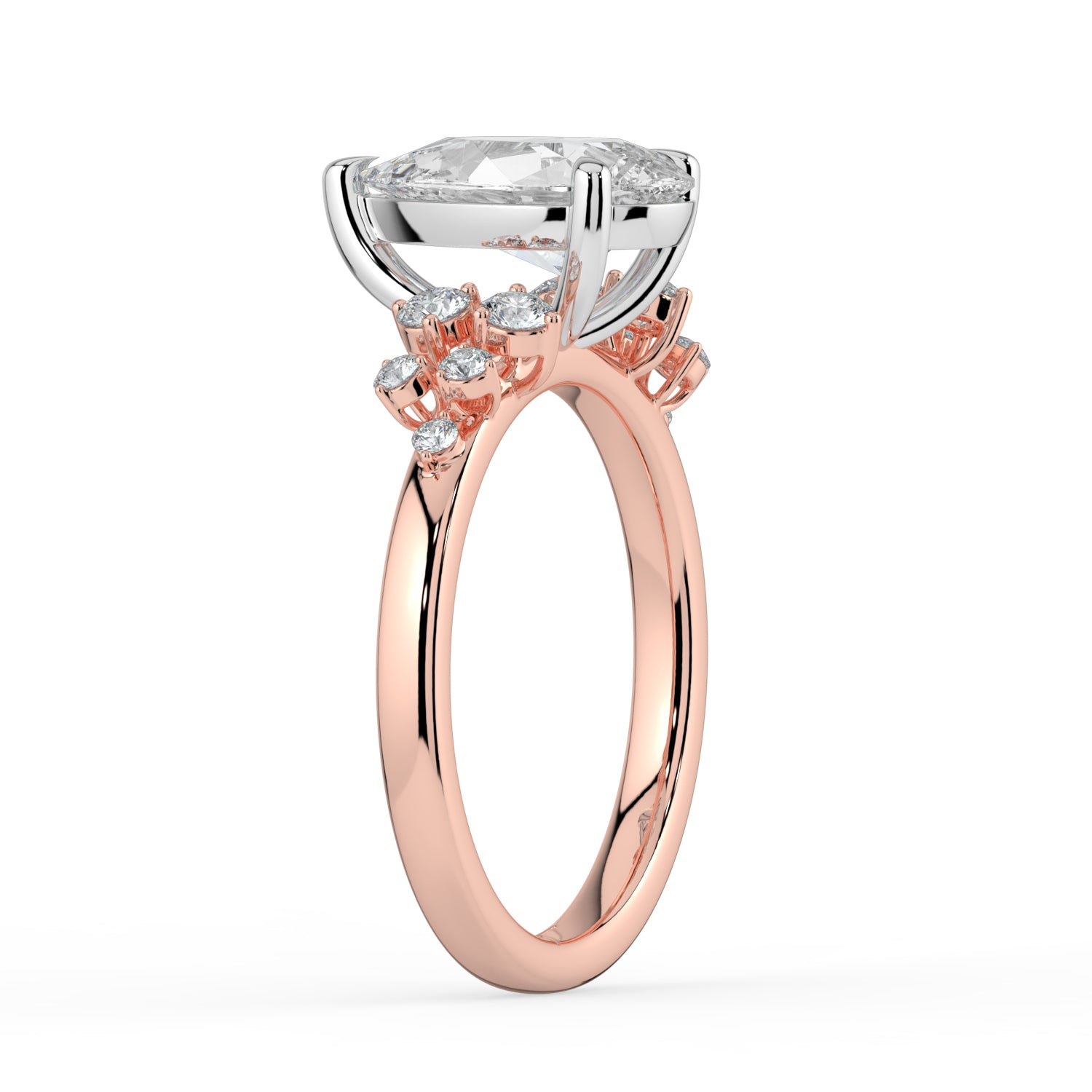 The Aurora Ring - Pear with Round Brilliant Accents