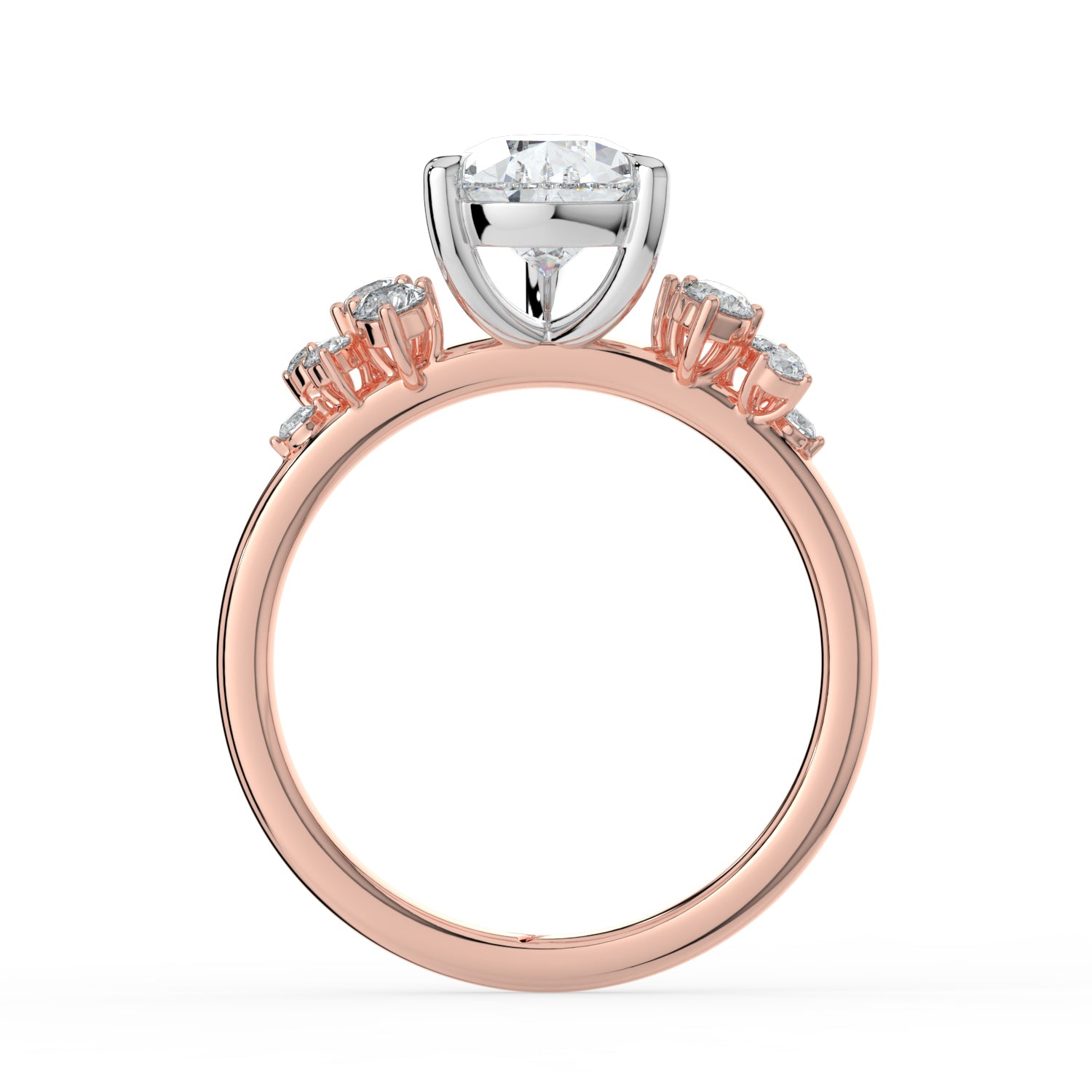 The Aurora Ring - Pear with Round Brilliant Accents