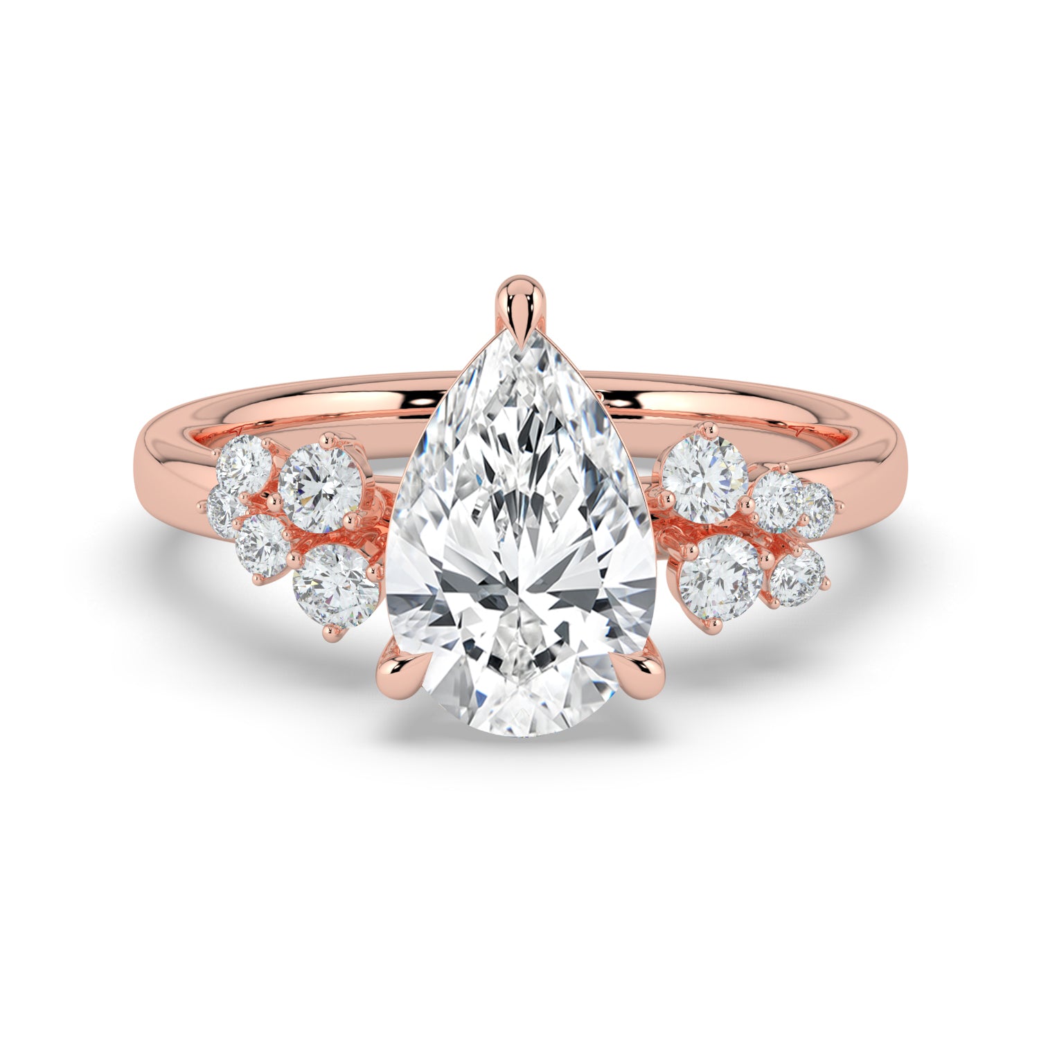 The Aurora Ring - Pear with Round Brilliant Accents