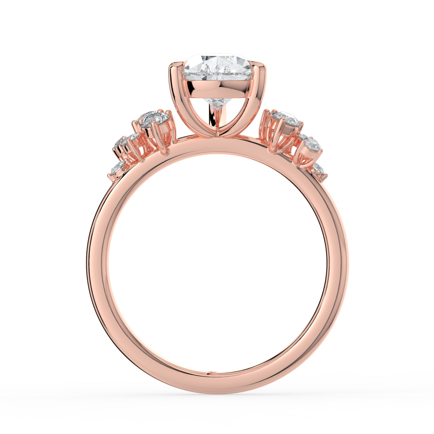 The Aurora Ring - Pear with Round Brilliant Accents