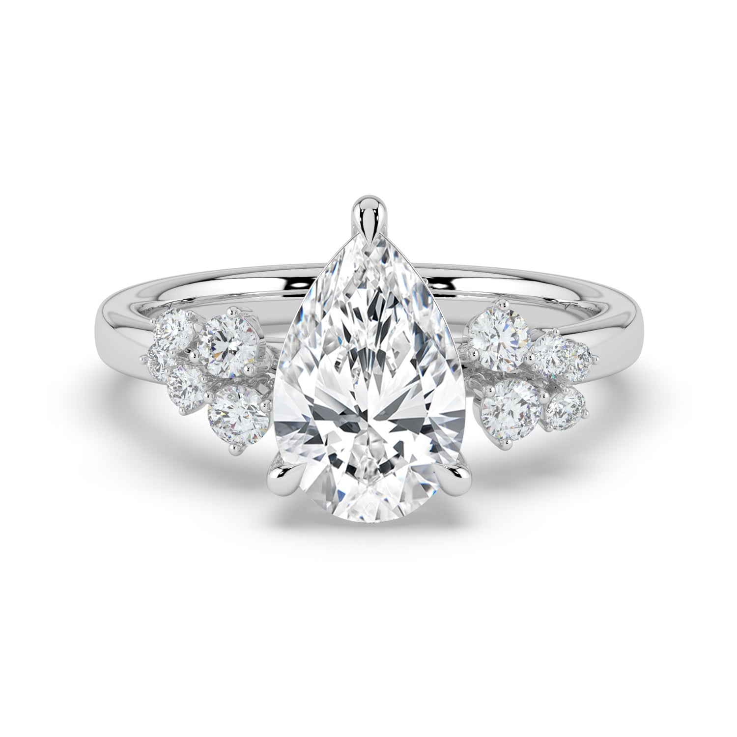 The Aurora Ring - Pear with Round Brilliant Accents