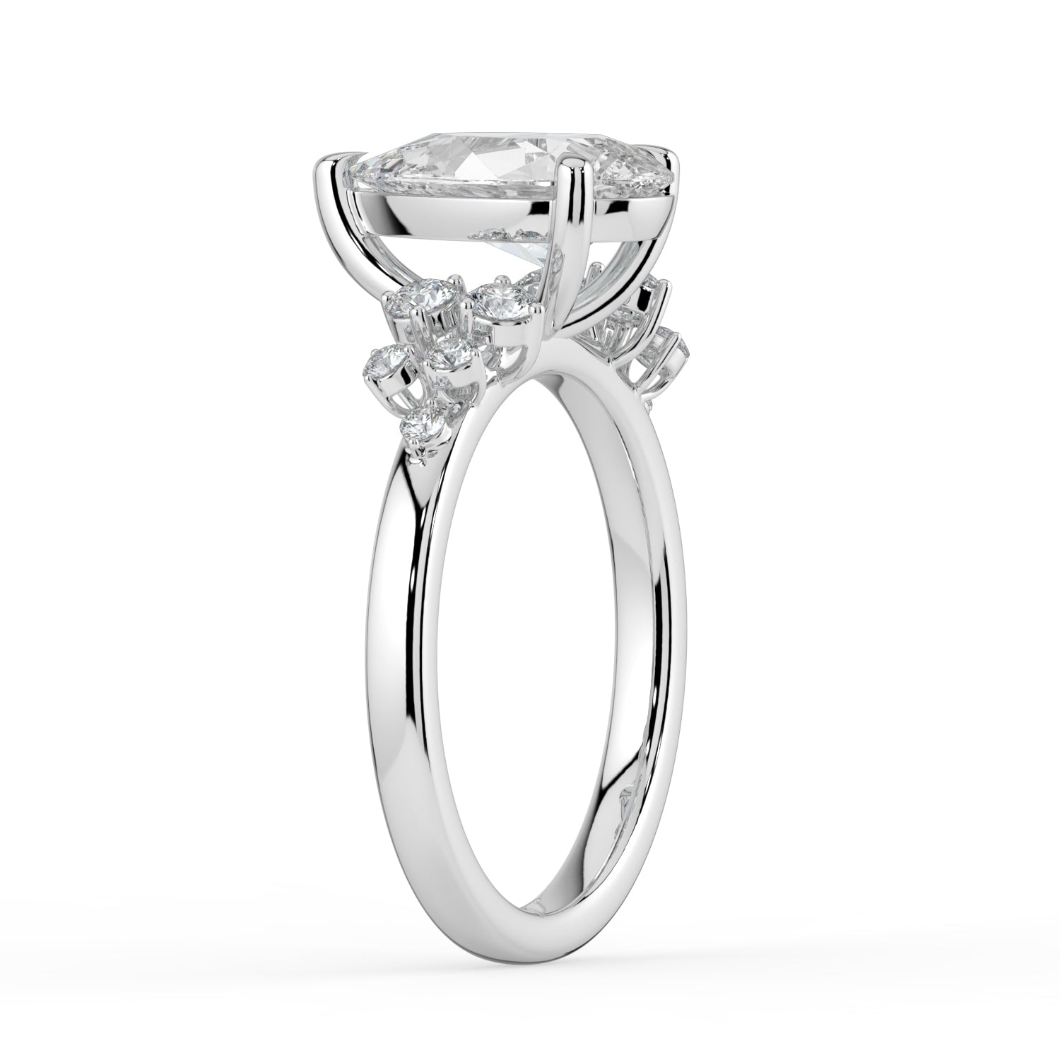 The Aurora Ring - Pear with Round Brilliant Accents