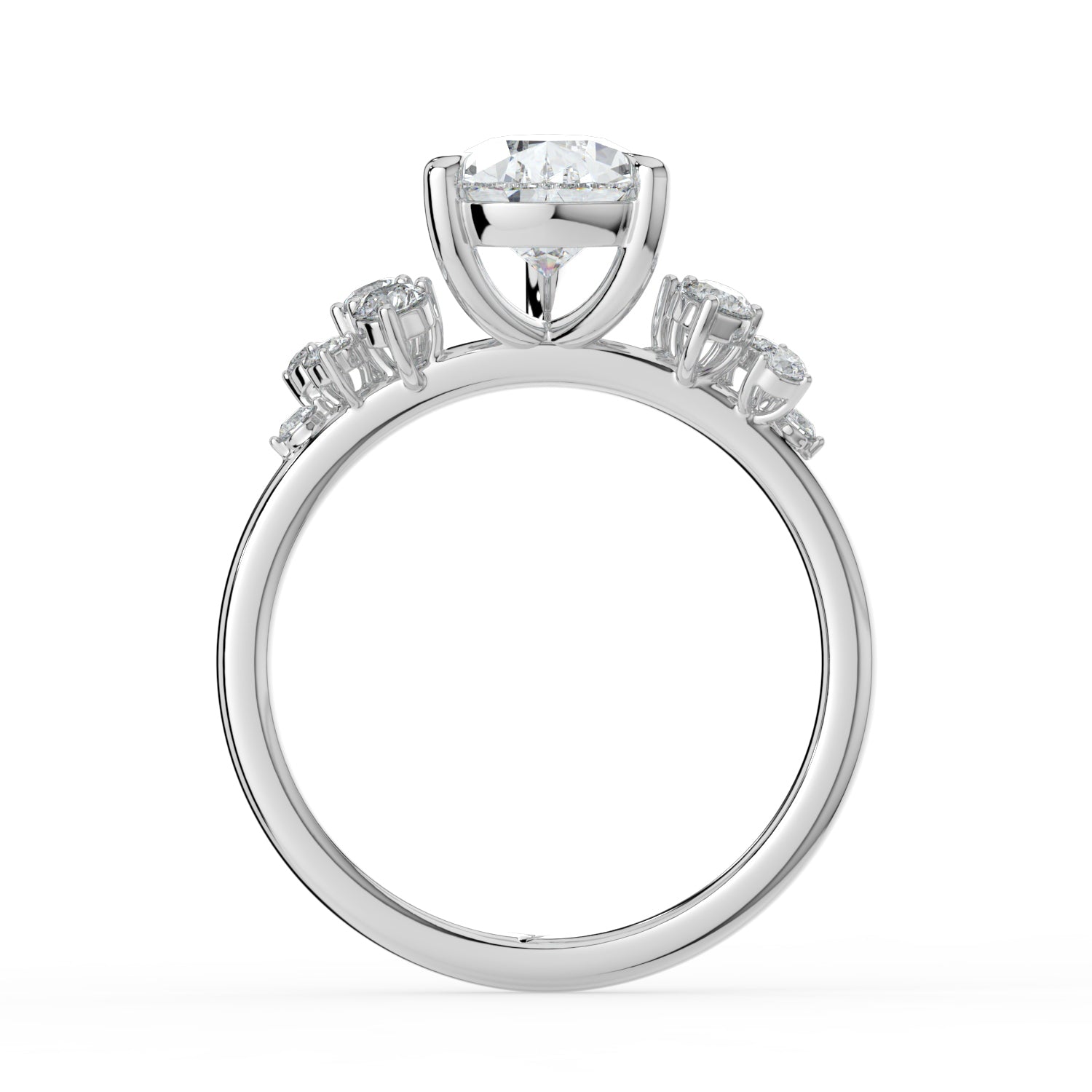 The Aurora Ring - Pear with Round Brilliant Accents