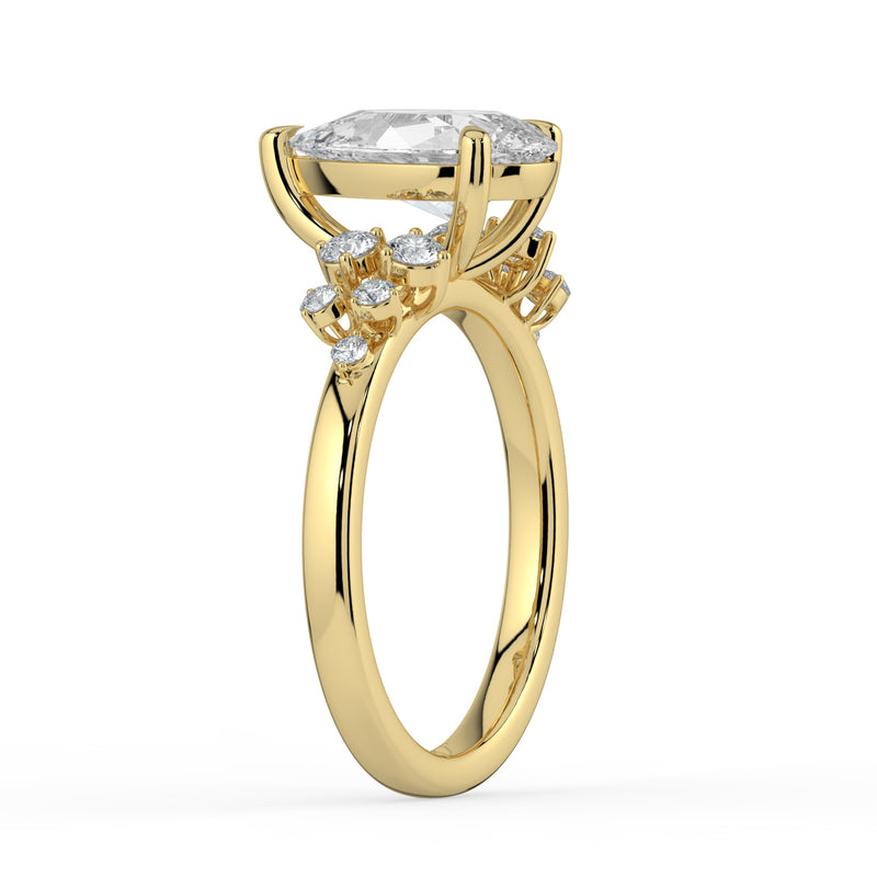 The Aurora Ring - Pear with Round Brilliant Accents