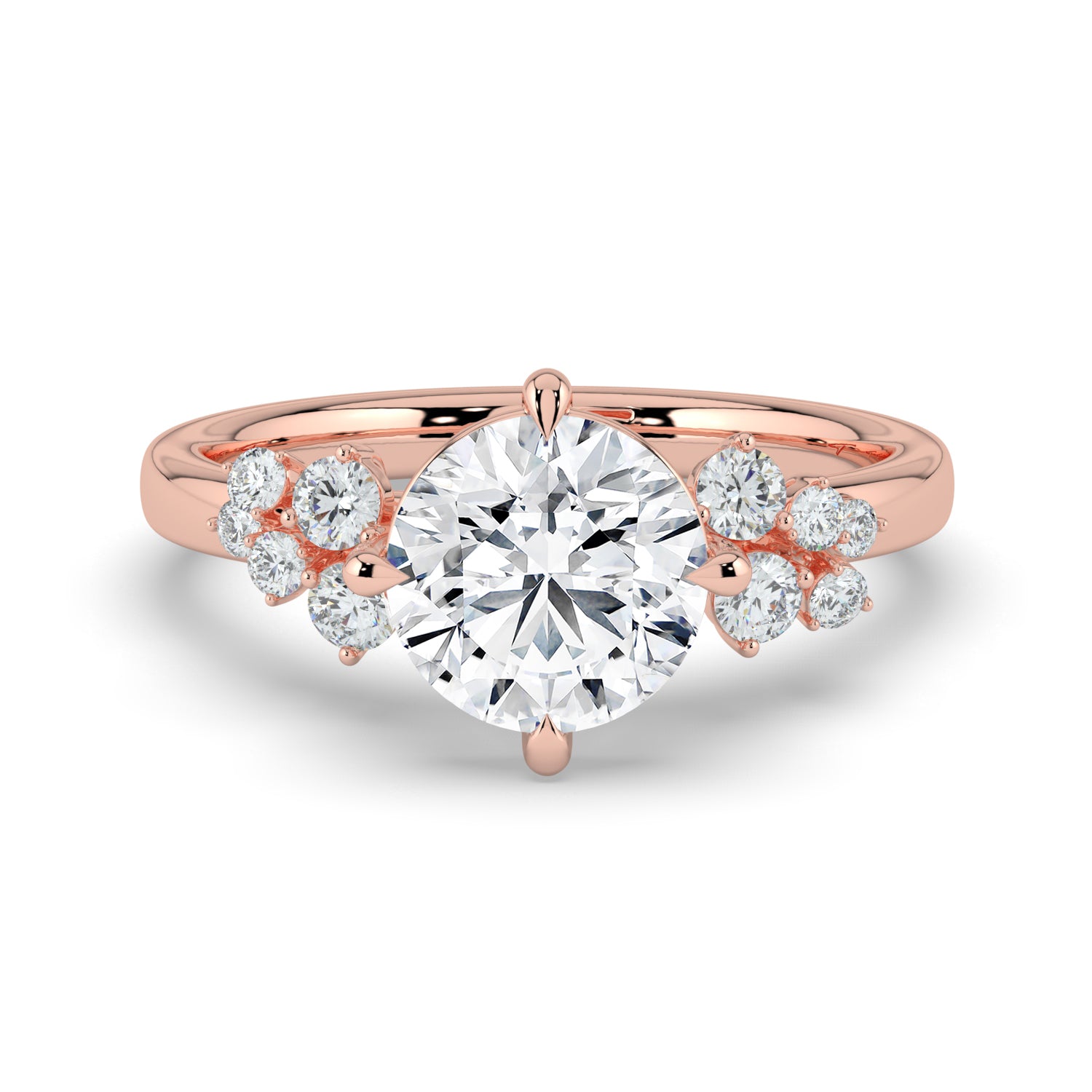 The Aurora Ring - Round with Round Brilliant Accents