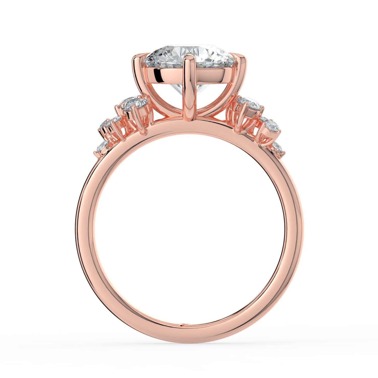 The Aurora Ring - Round with Round Brilliant Accents