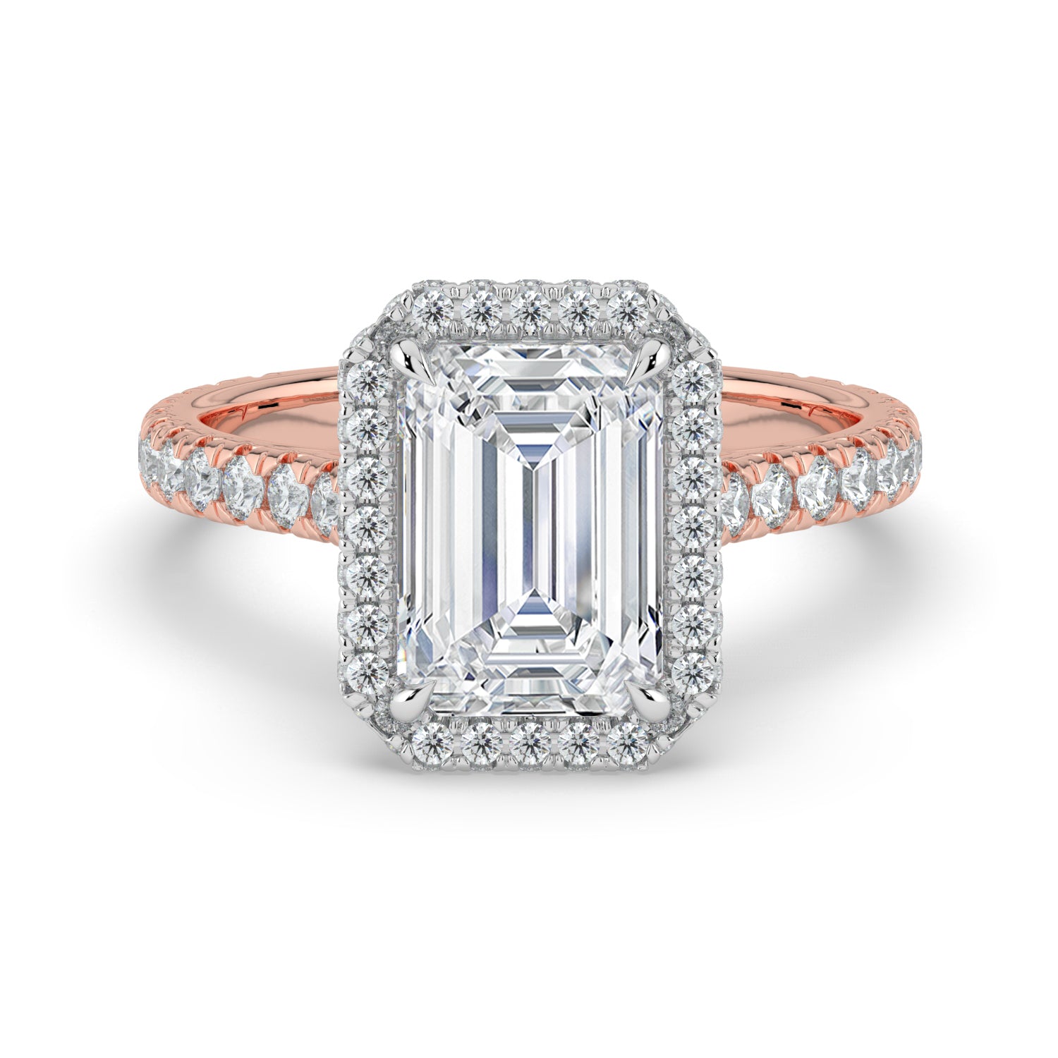 The Gemma Ring - Emerald Orbital Halo Cathedral with Pavé Band