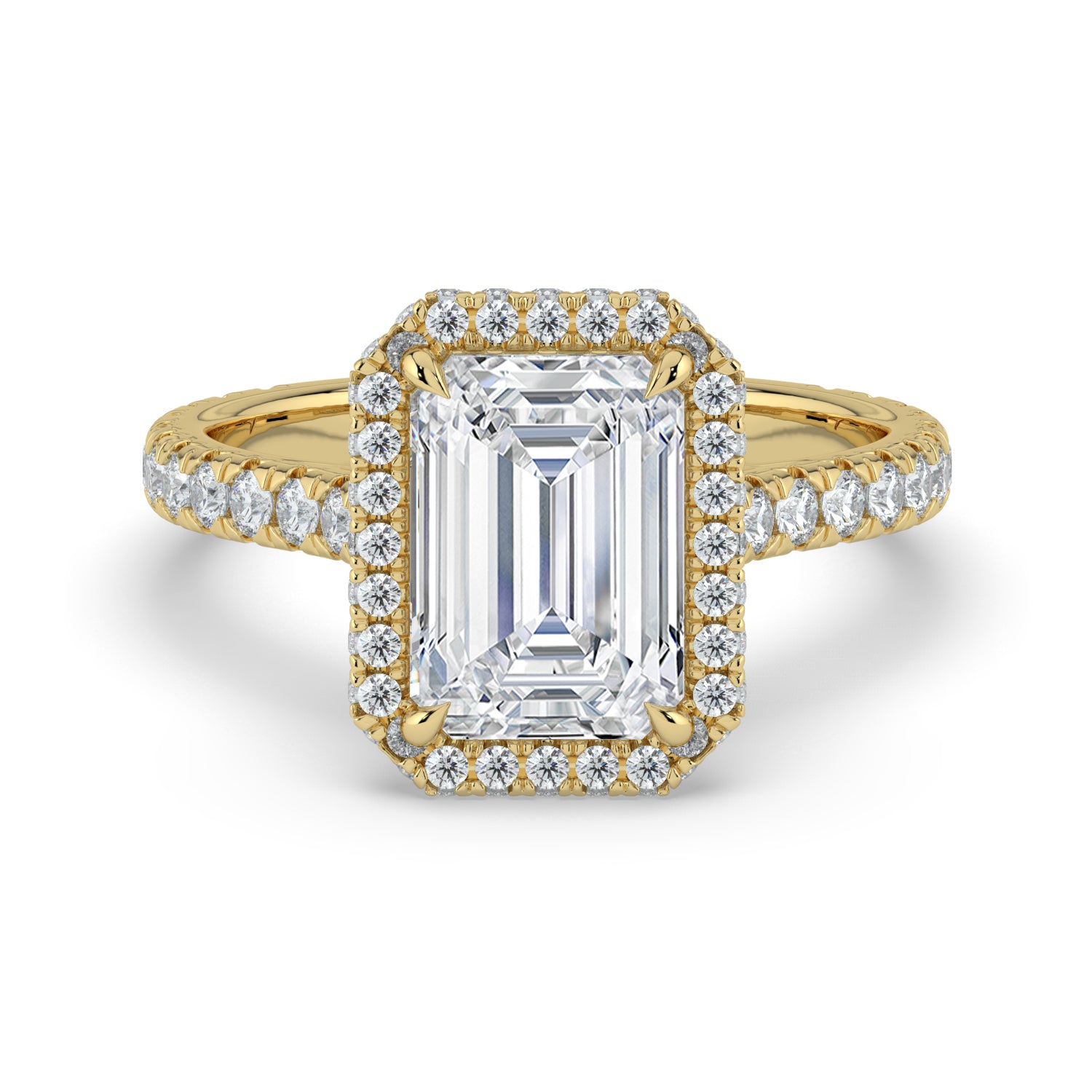 The Gemma Ring - Emerald Orbital Halo Cathedral with Pavé Band