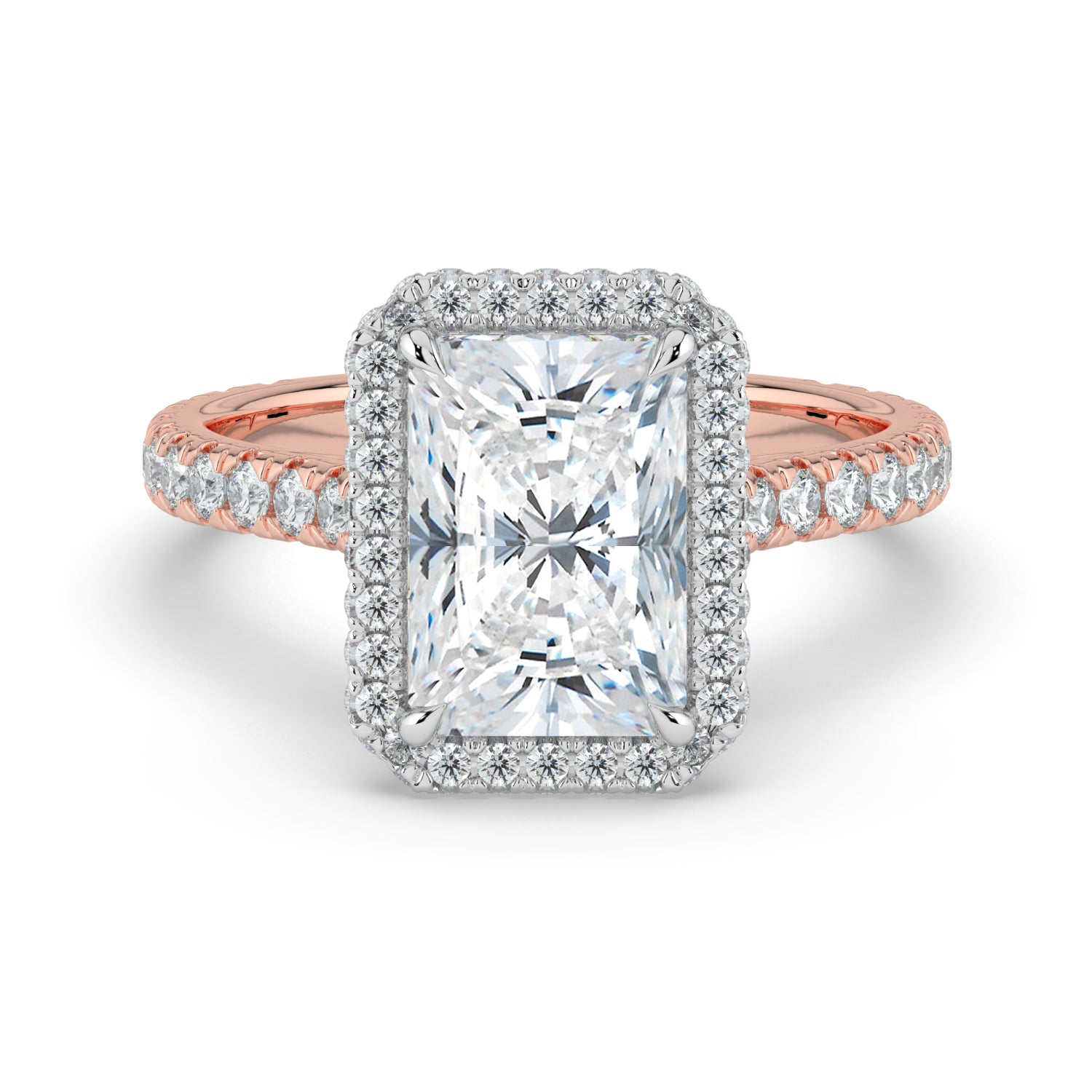 The Gemma Ring - Radiant Orbital Halo Cathedral with Pavé Band
