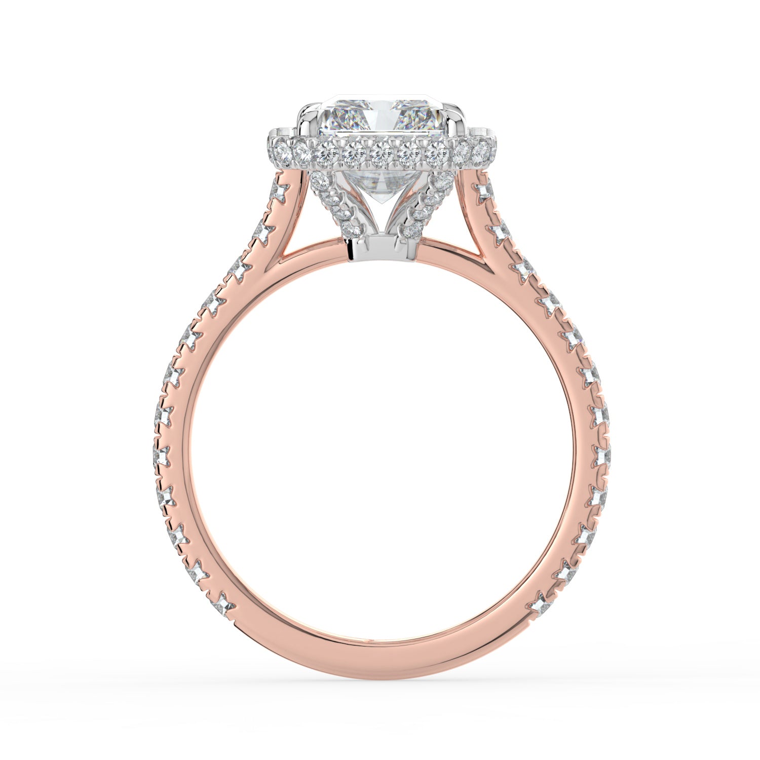 The Gemma Ring - Radiant Orbital Halo Cathedral with Pavé Band