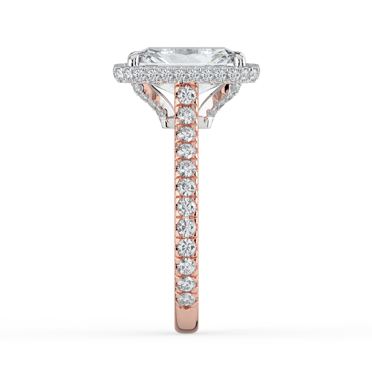 The Gemma Ring - Radiant Orbital Halo Cathedral with Pavé Band