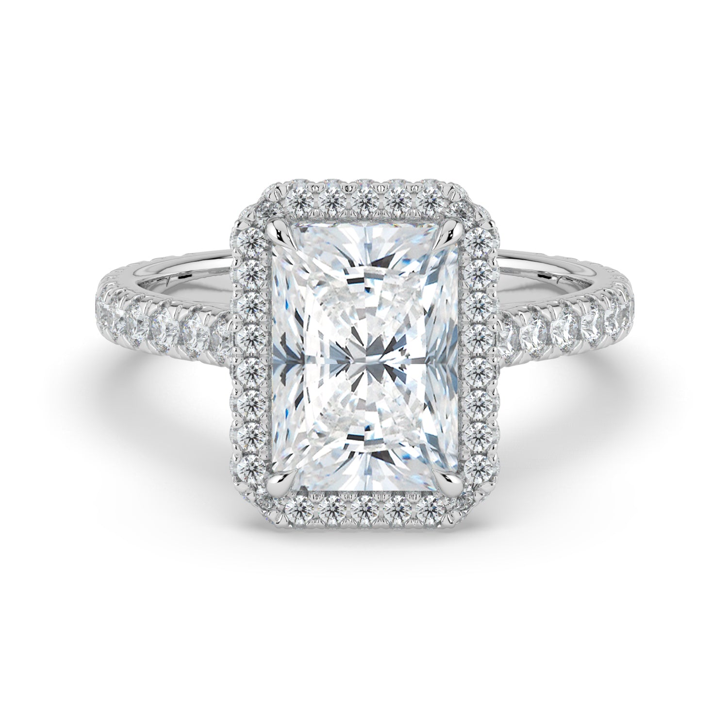 The Gemma Ring - Radiant Orbital Halo Cathedral with Pavé Band