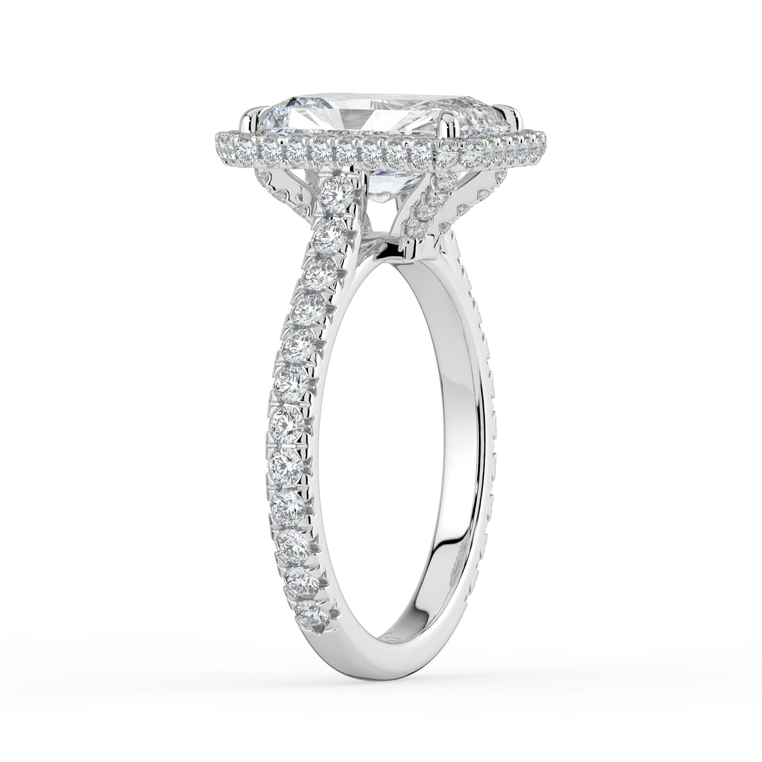 The Gemma Ring - Radiant Orbital Halo Cathedral with Pavé Band
