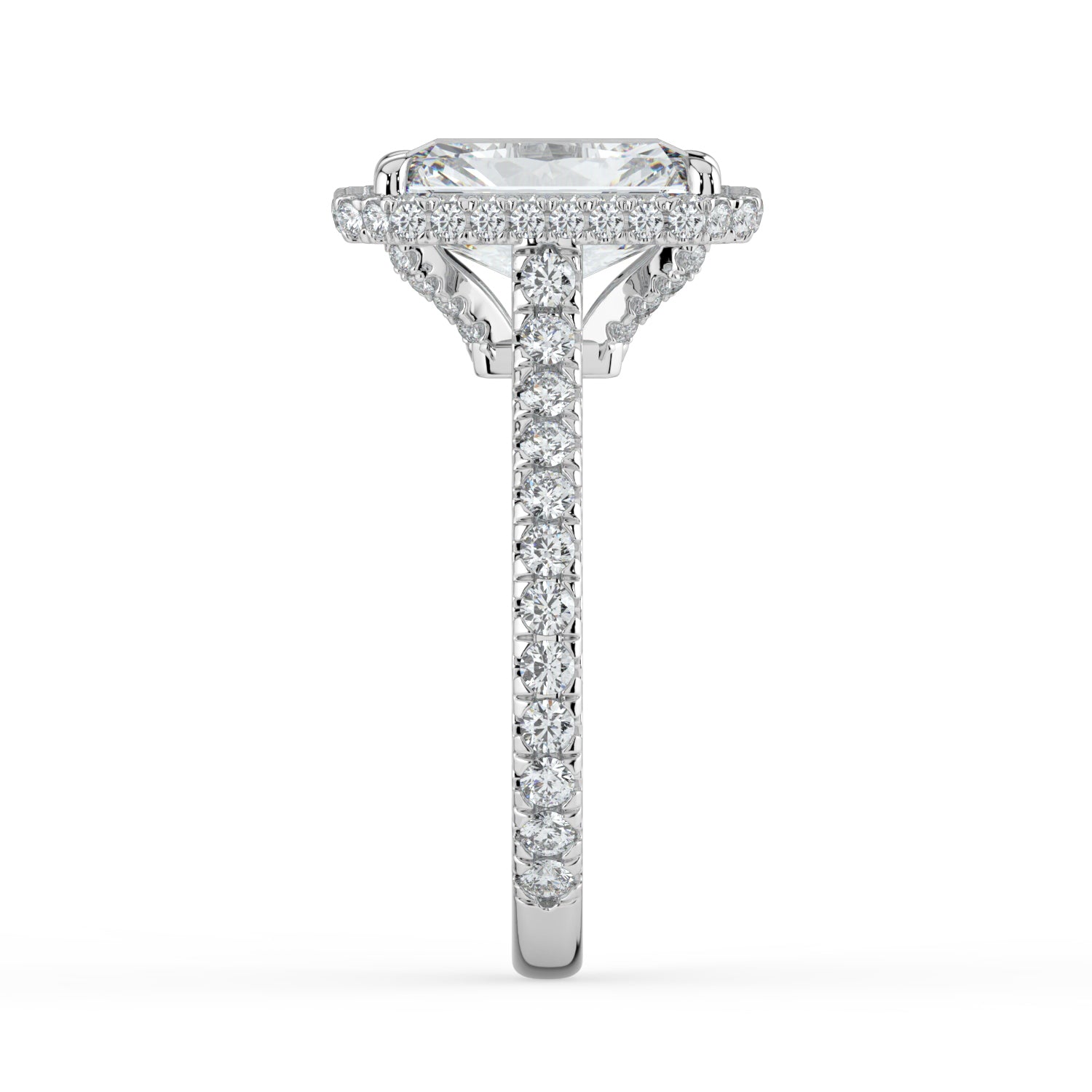 The Gemma Ring - Radiant Orbital Halo Cathedral with Pavé Band