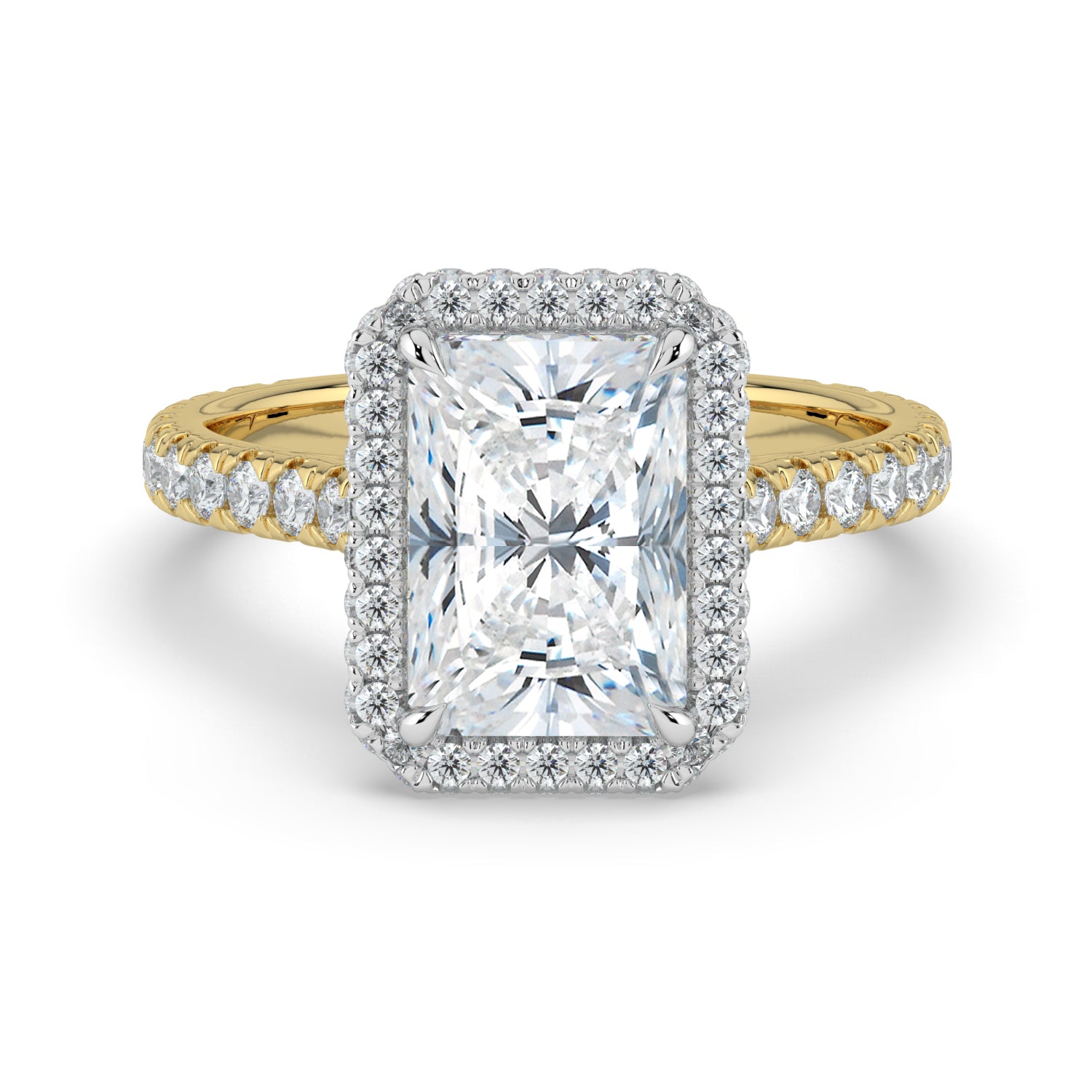 The Gemma Ring - Radiant Orbital Halo Cathedral with Pavé Band