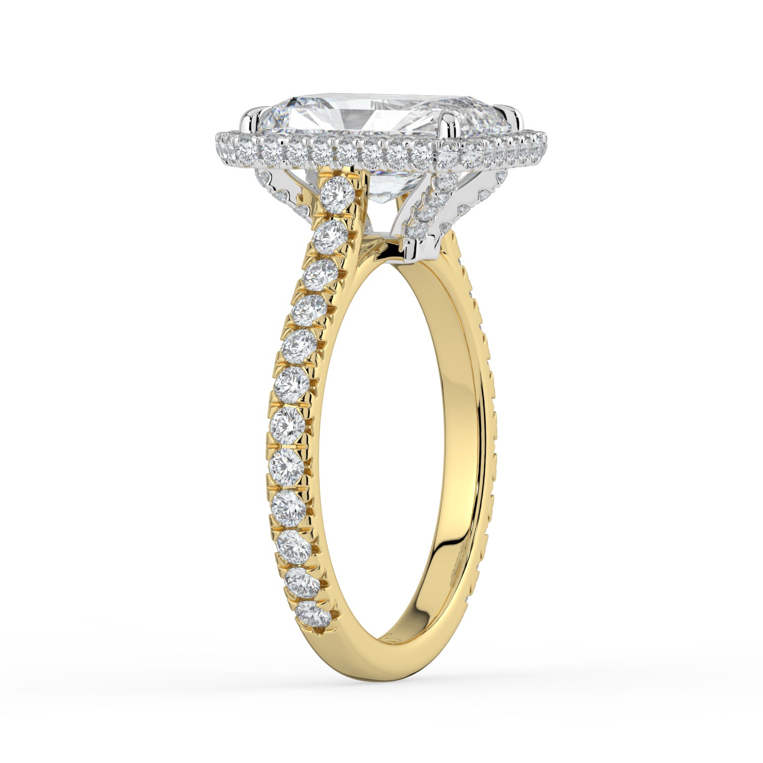 The Gemma Ring - Radiant Orbital Halo Cathedral with Pavé Band
