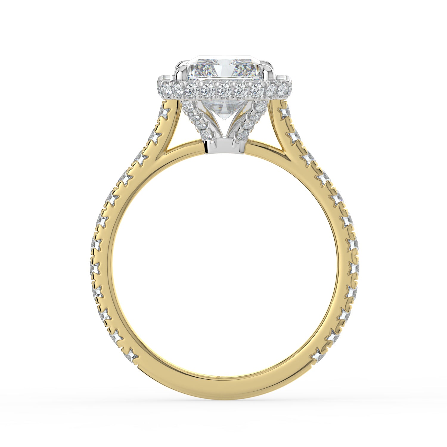 The Gemma Ring - Radiant Orbital Halo Cathedral with Pavé Band