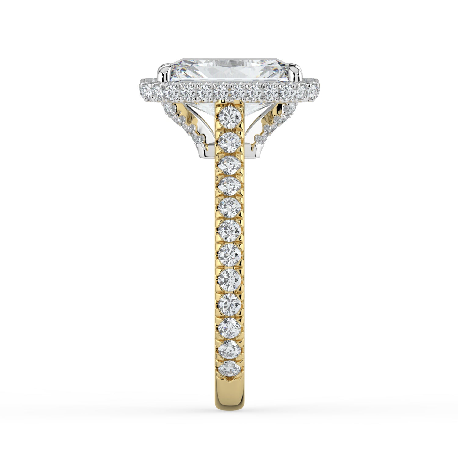 The Gemma Ring - Radiant Orbital Halo Cathedral with Pavé Band
