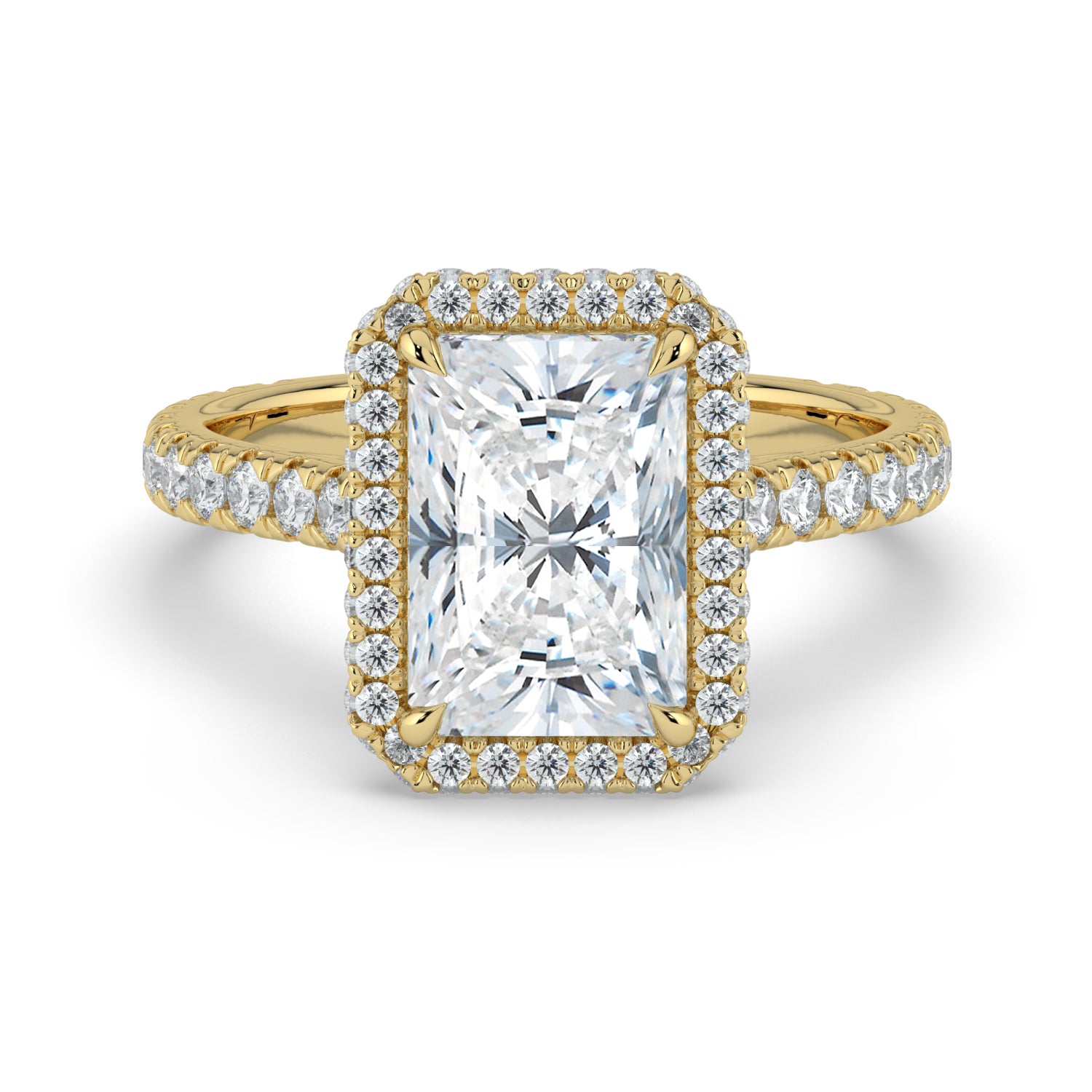 The Gemma Ring - Radiant Orbital Halo Cathedral with Pavé Band
