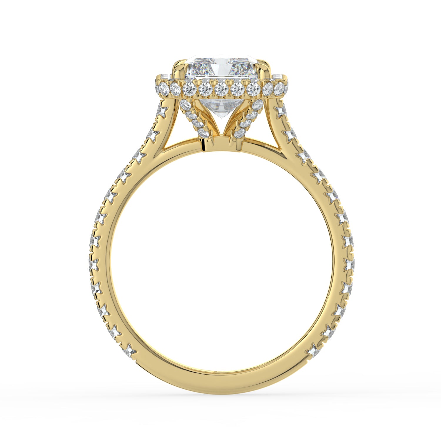 The Gemma Ring - Radiant Orbital Halo Cathedral with Pavé Band