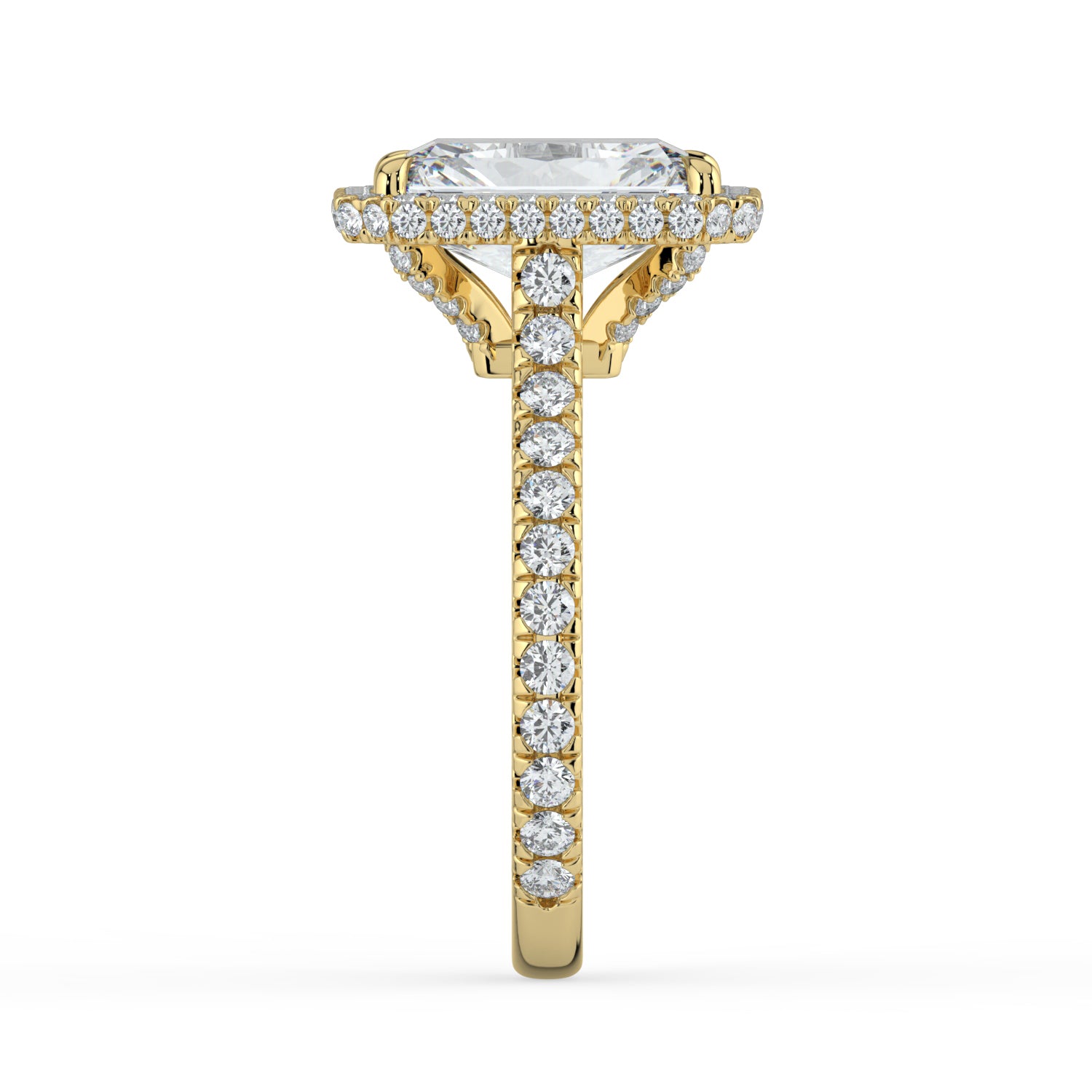 The Gemma Ring - Radiant Orbital Halo Cathedral with Pavé Band
