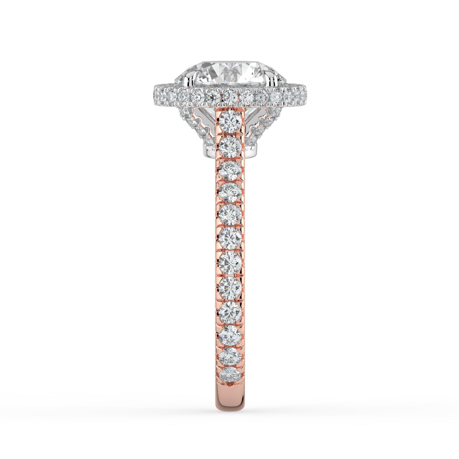 The Gemma Ring - Round Orbital Halo Cathedral with Pavé Band