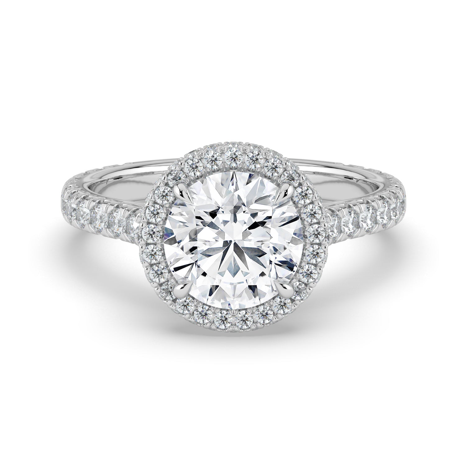 The Gemma Ring - Round Orbital Halo Cathedral with Pavé Band